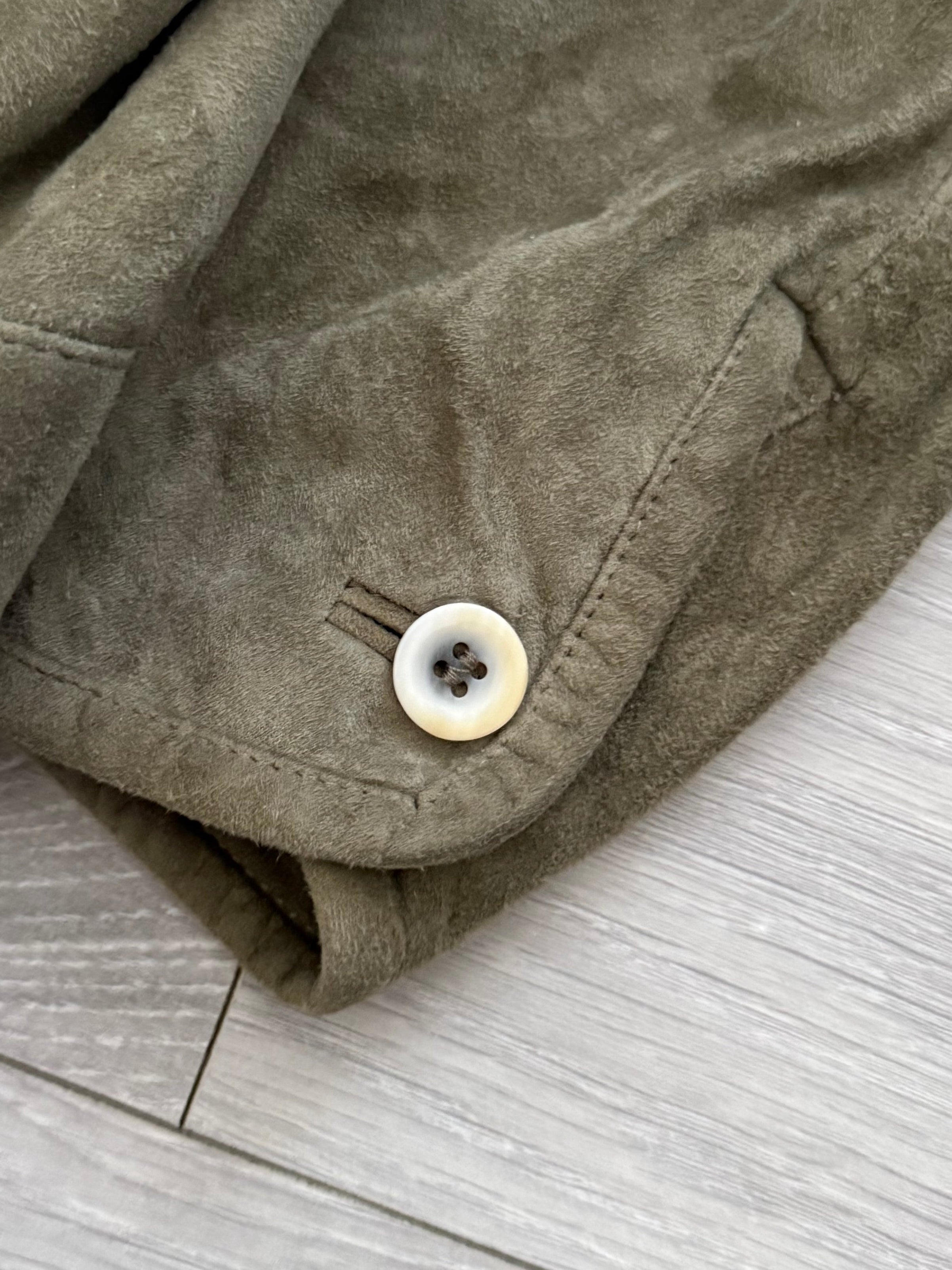 Hugo Boss 1980s Olive Suede Tailored Blouson Jacket - Size XL