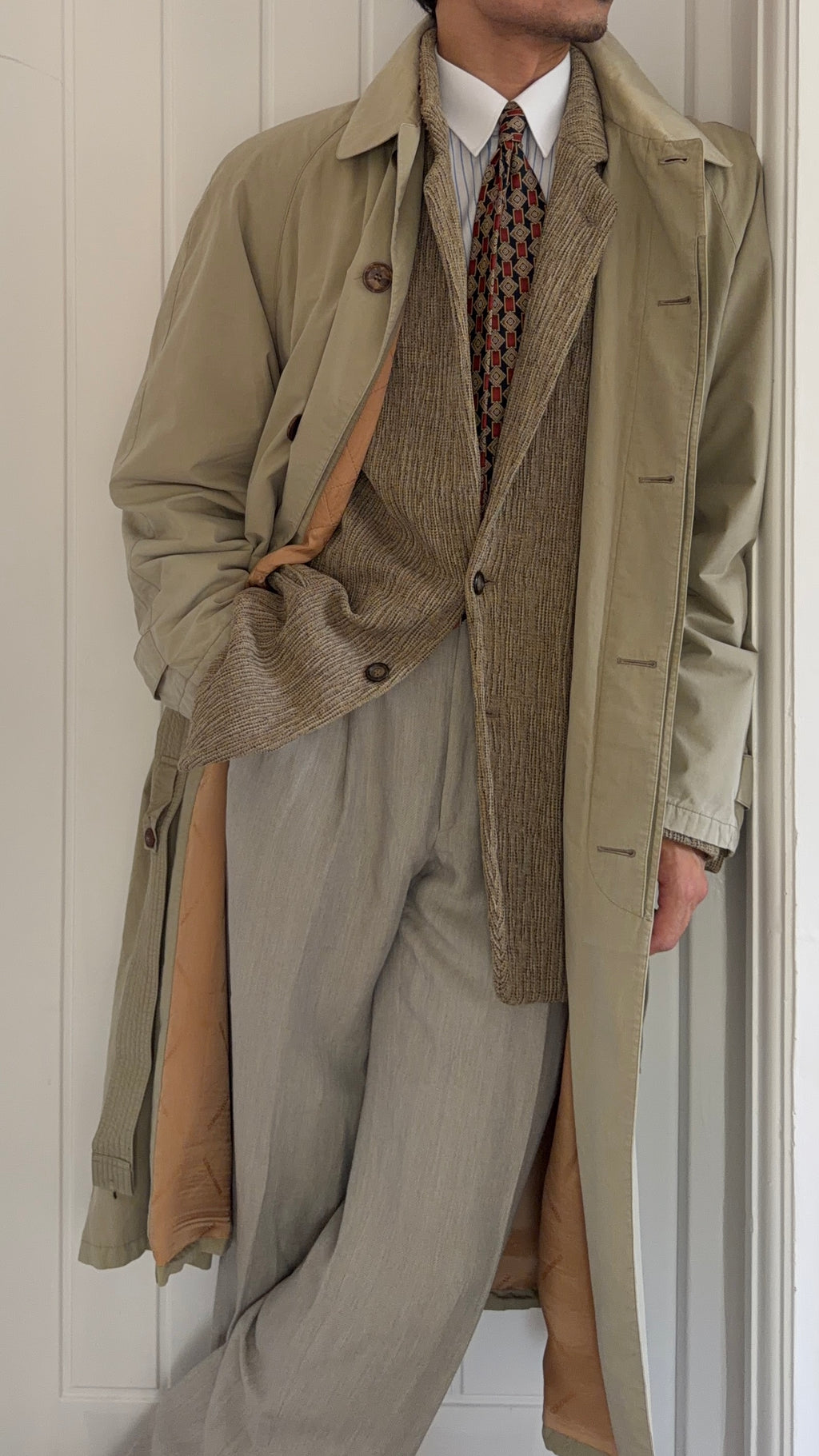 Giorgio Armani 1980s Cotton Belted Raincoat - Size L