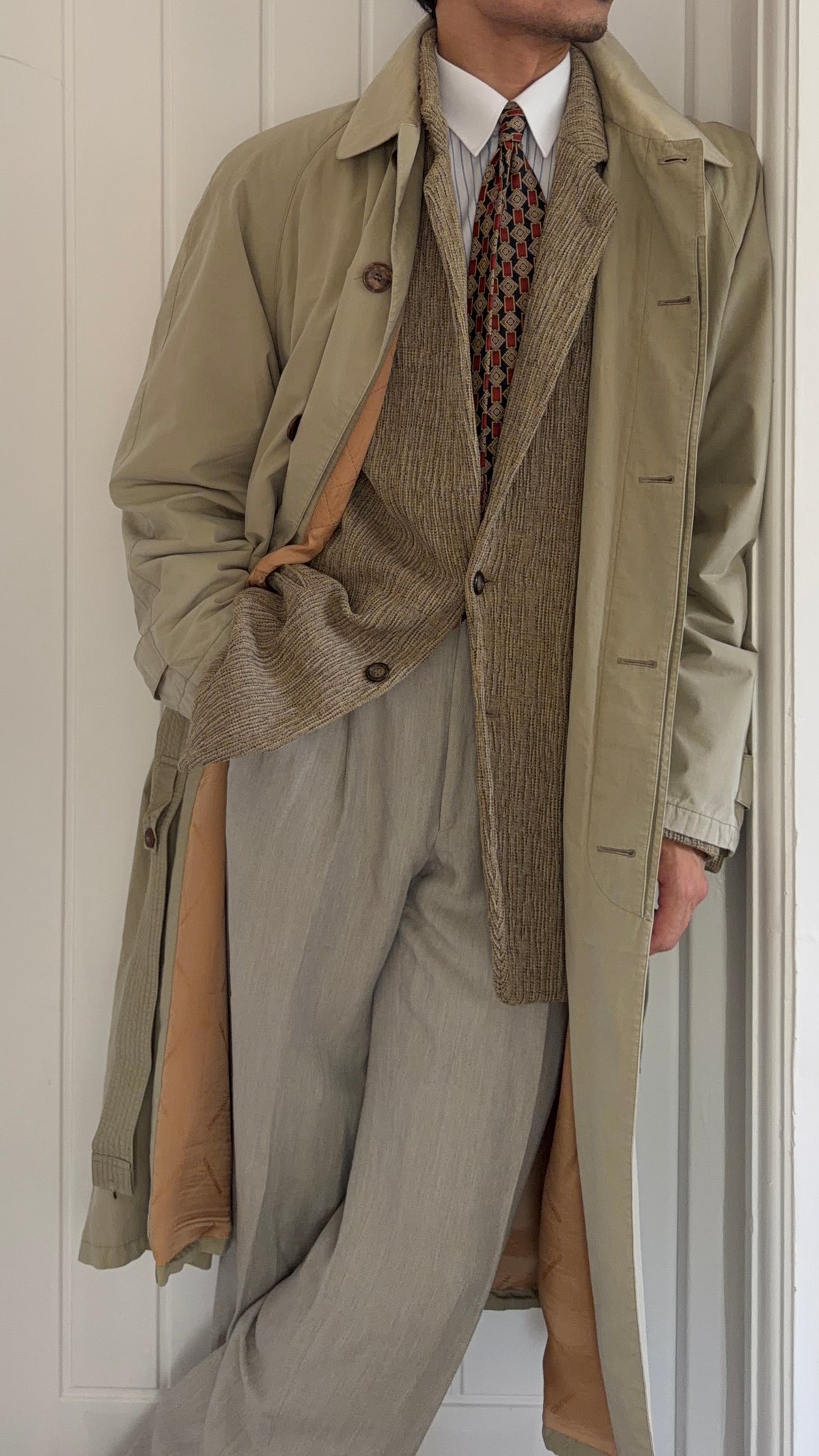 Giorgio Armani 1980s Cotton Belted Raincoat - Size L