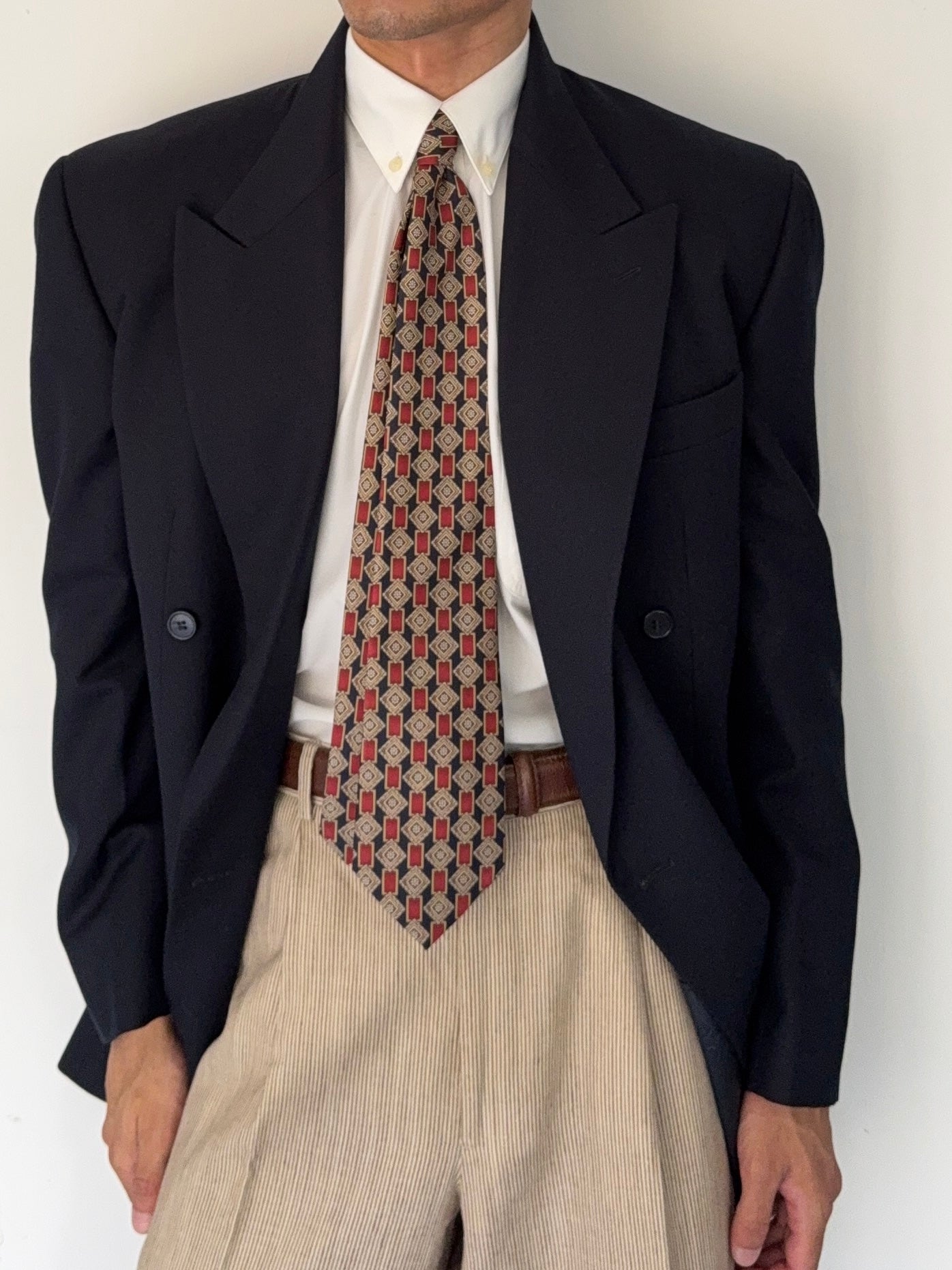 Giorgio Armani 1980s Peaked Lapel Double Breasted Wool Sport Blazer Jacket - Size M
