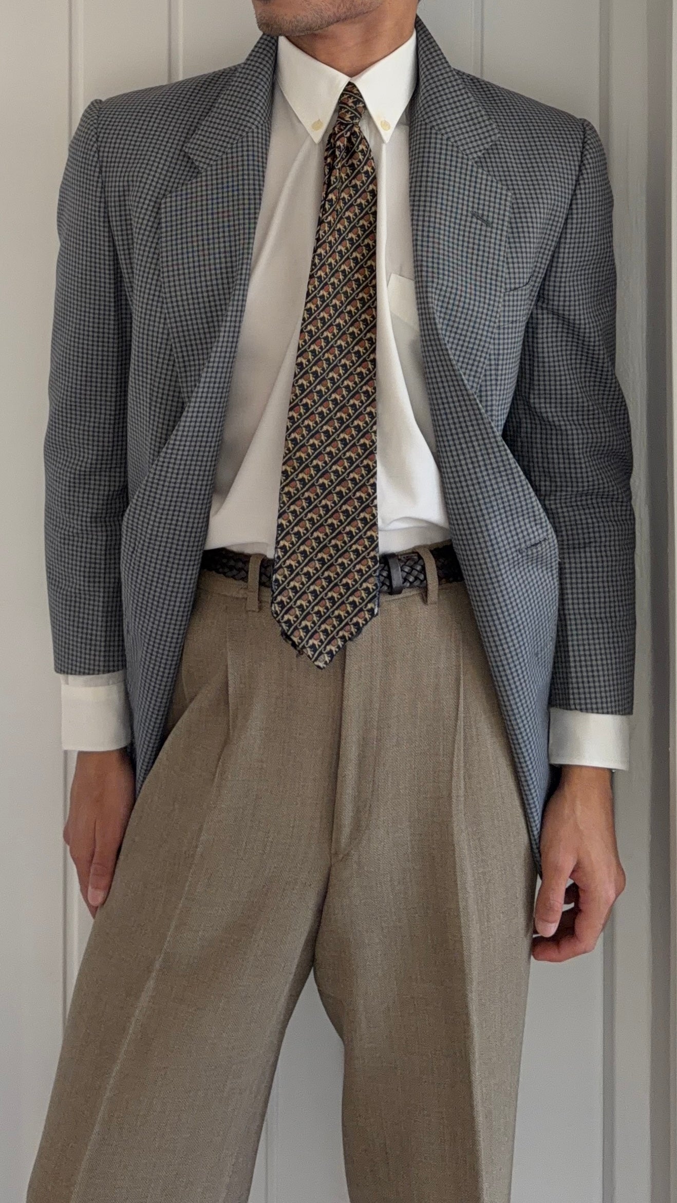 Valentino 1980s 2B Cotton Check Sport Blazer Jacket - Size S