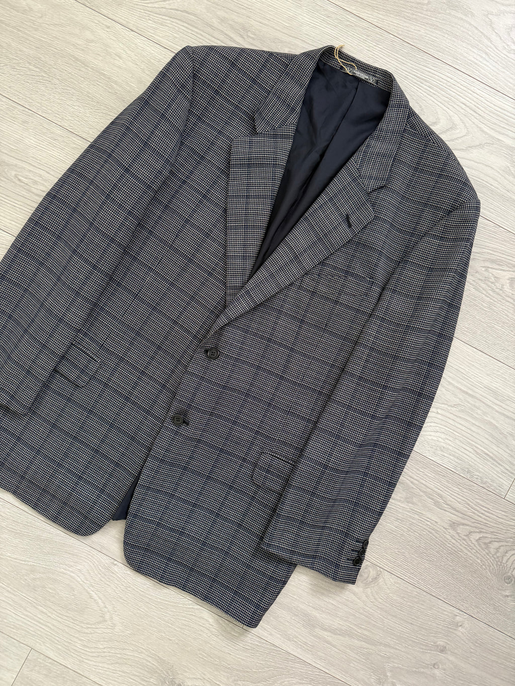 Valentino 1980s 2B Textured Wool Check Sports Jacket Blazer  - Size XXL