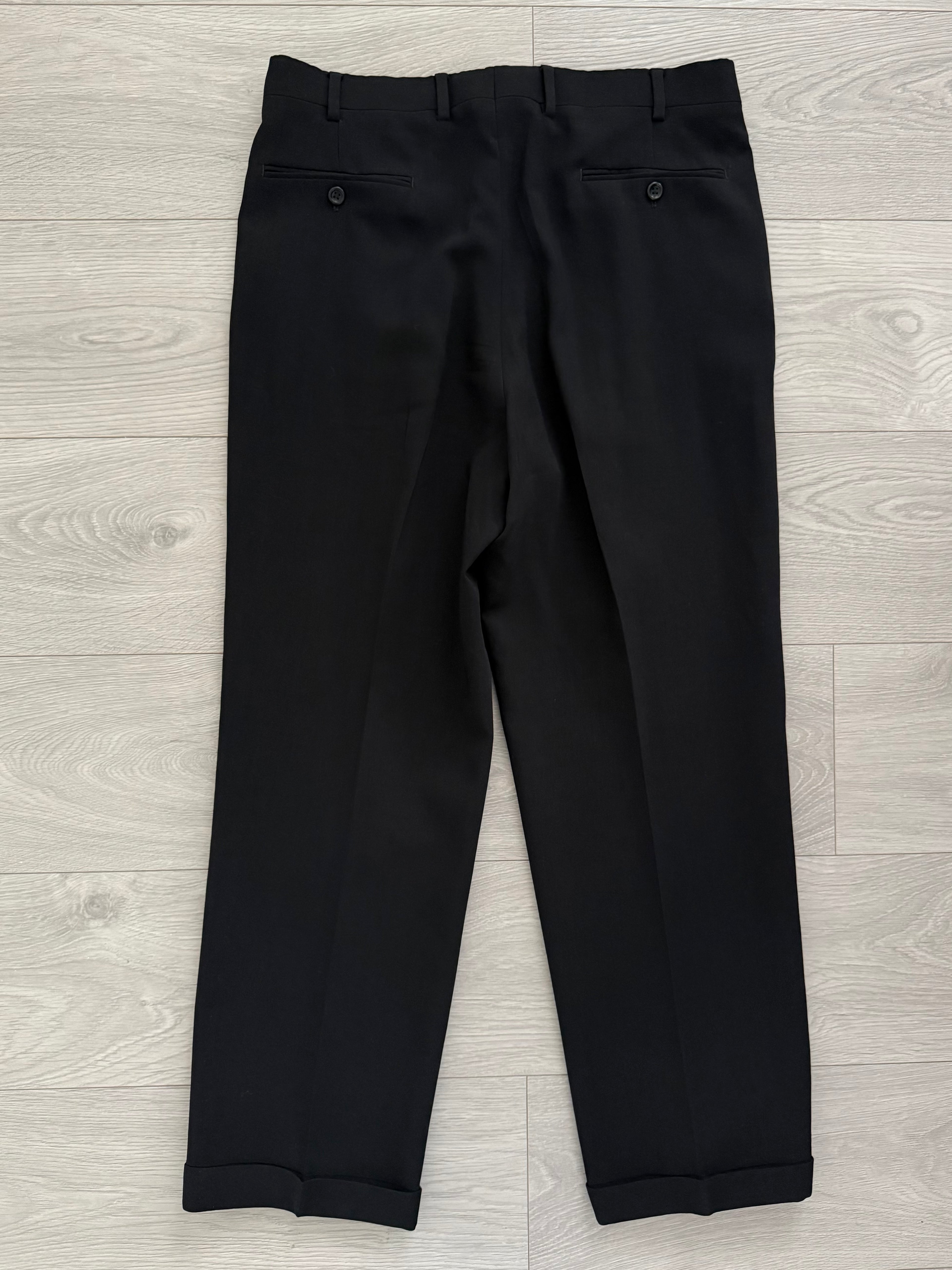 Armani 1990s 3B Black Pleated Wool Suit - Size L Jacket / 33" Waist