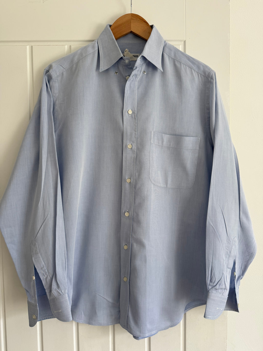 Giorgio Armani 1980s Blue Cotton Shirt - Size M