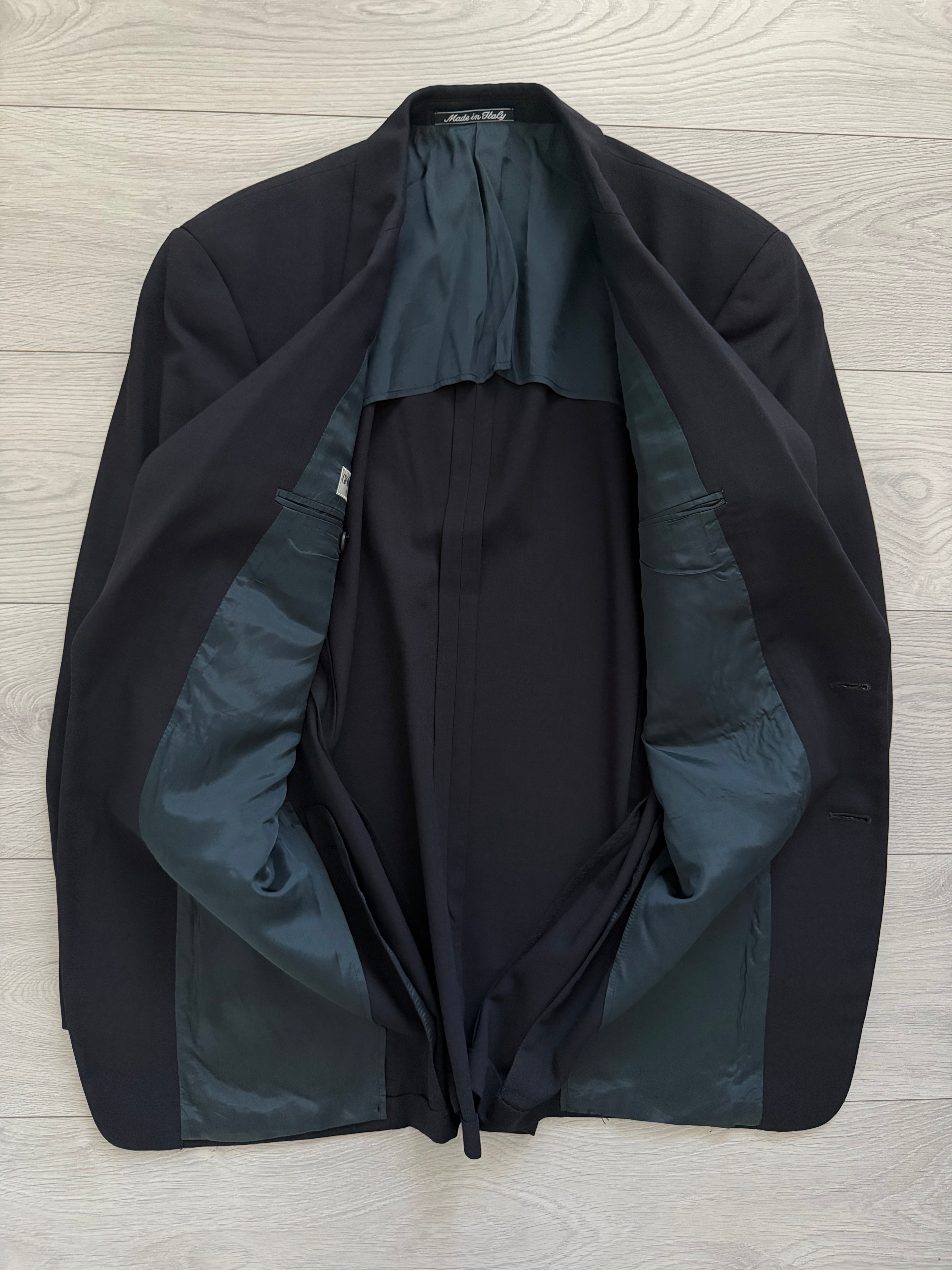 Giorgio Armani 1980s 2B Double Pleat Lightweight Navy Wool Suit - Size M Jacket / 32" Waist