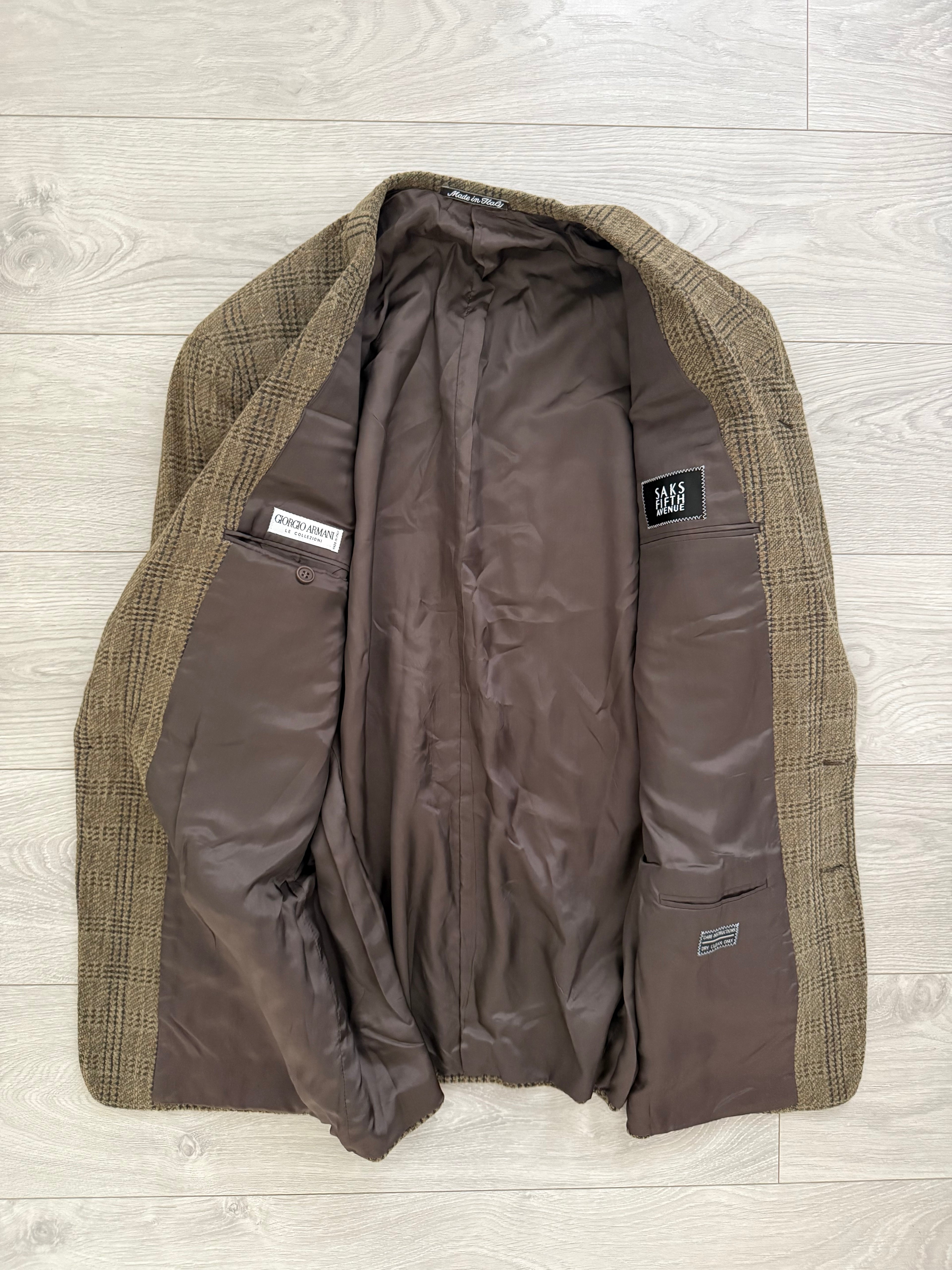 Giorgio Armani 1980s Textured Wool Brown Sports Blazer Jacket - Size XXL