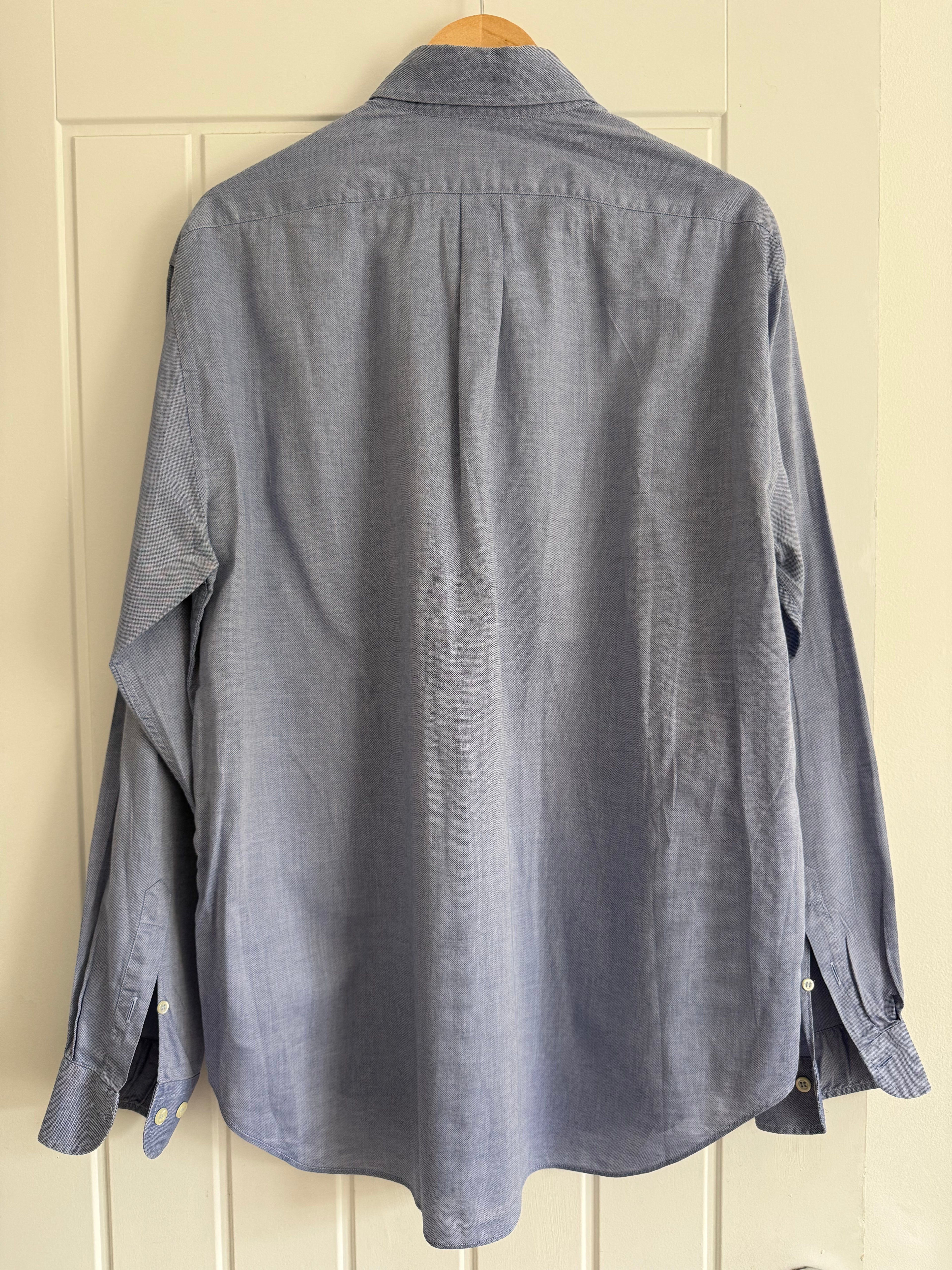 Giorgio Armani 1990s Blue Cotton Shirt - Size XL