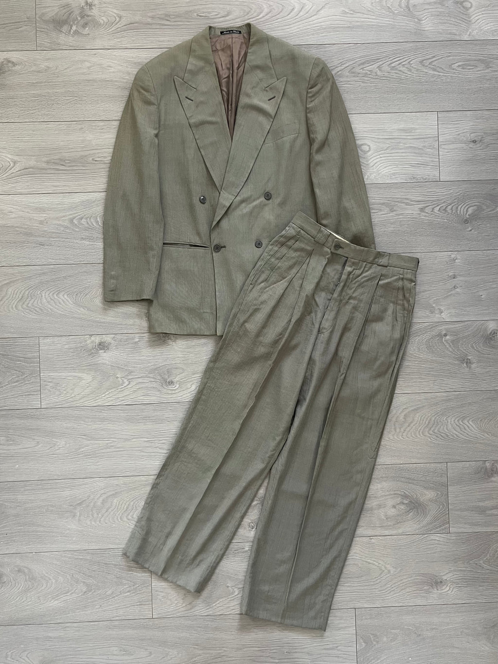 Emporio Armani 1980s Double-Breasted Pleated Suit - Size M Jacket / 30" Waist