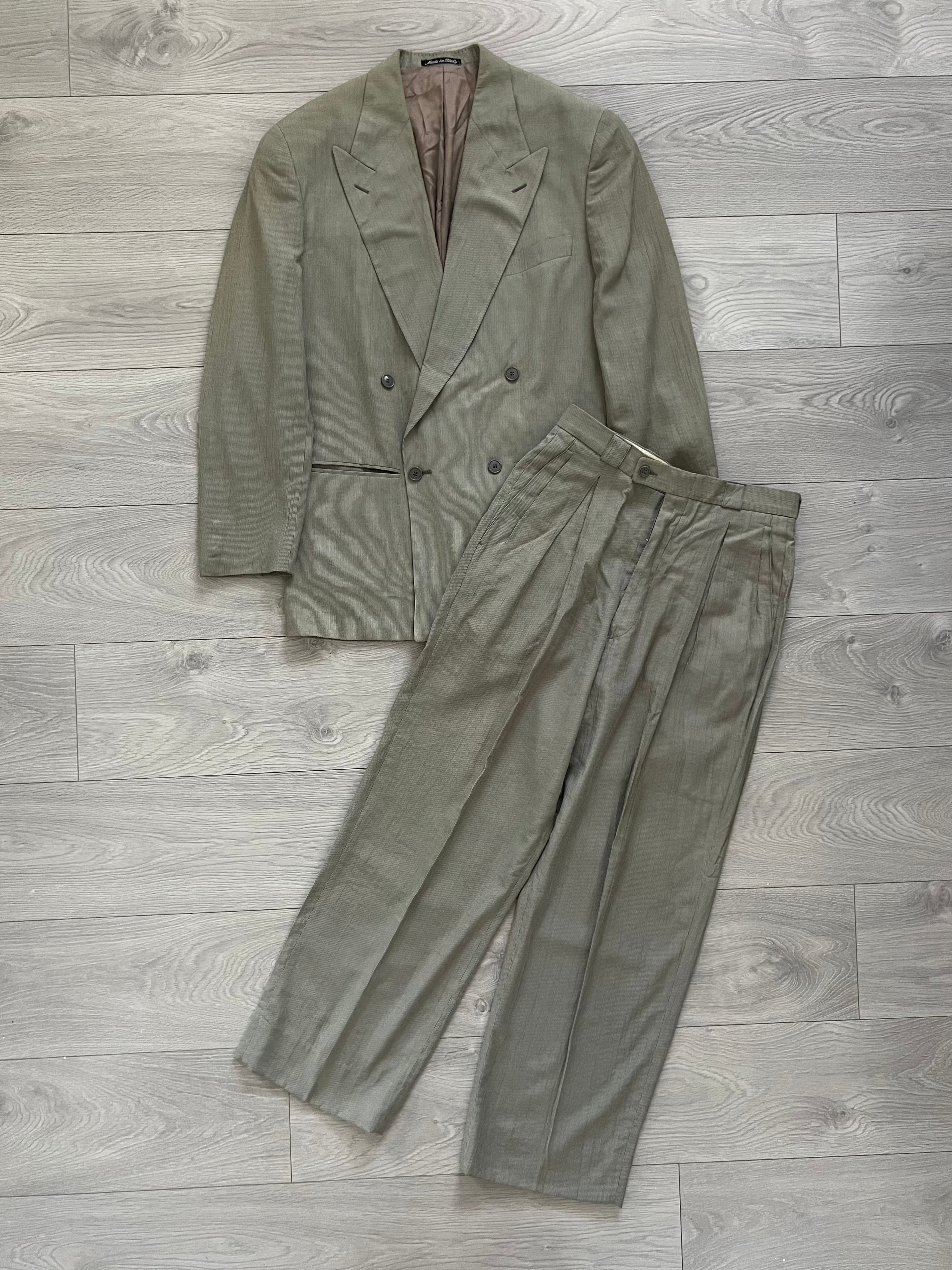 Emporio Armani 1980s Double-Breasted Pleated Suit - Size M Jacket / 30" Waist