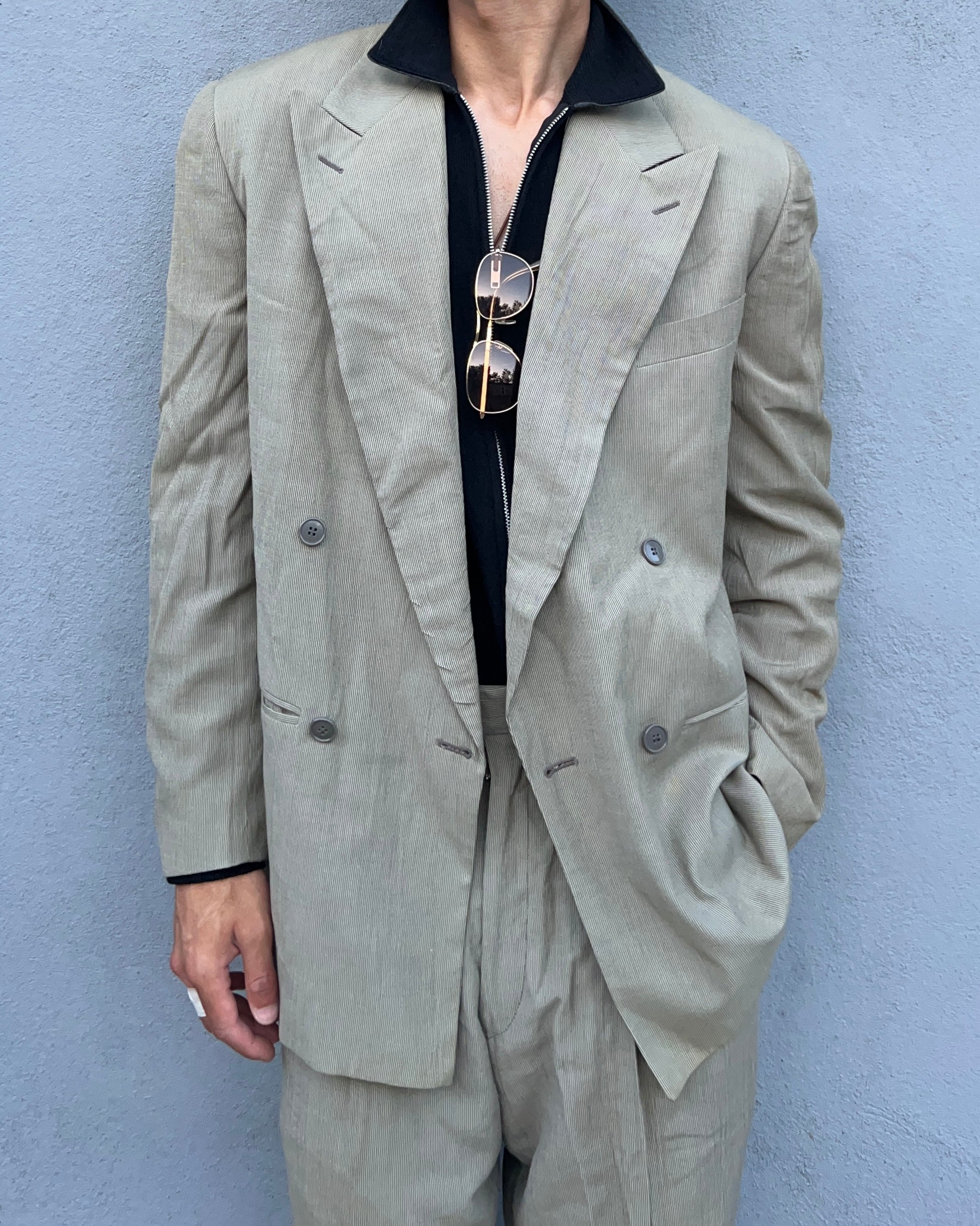 Emporio Armani 1980s Double-Breasted Pleated Suit - Size M Jacket / 30" Waist