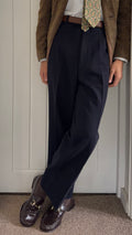 Dior 1980s Pleated Wool Pants Navy - Size 34" Waist