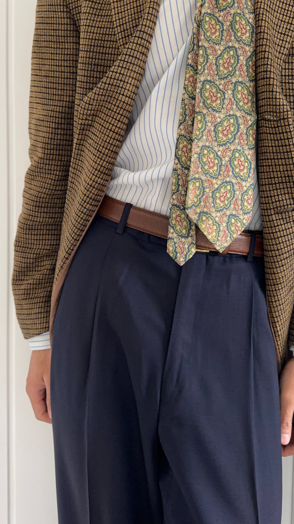 Dior 1980s Draped Pleated Wool Pants Navy - Size 34" Waist