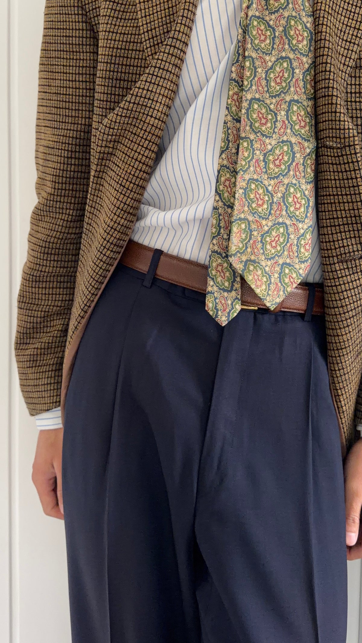 Dior 1980s Draped Pleated Wool Pants Navy - Size 34" Waist