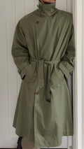 Valentino Couture 1980s Belted Cotton Trench Coat Olive Green - Size XL