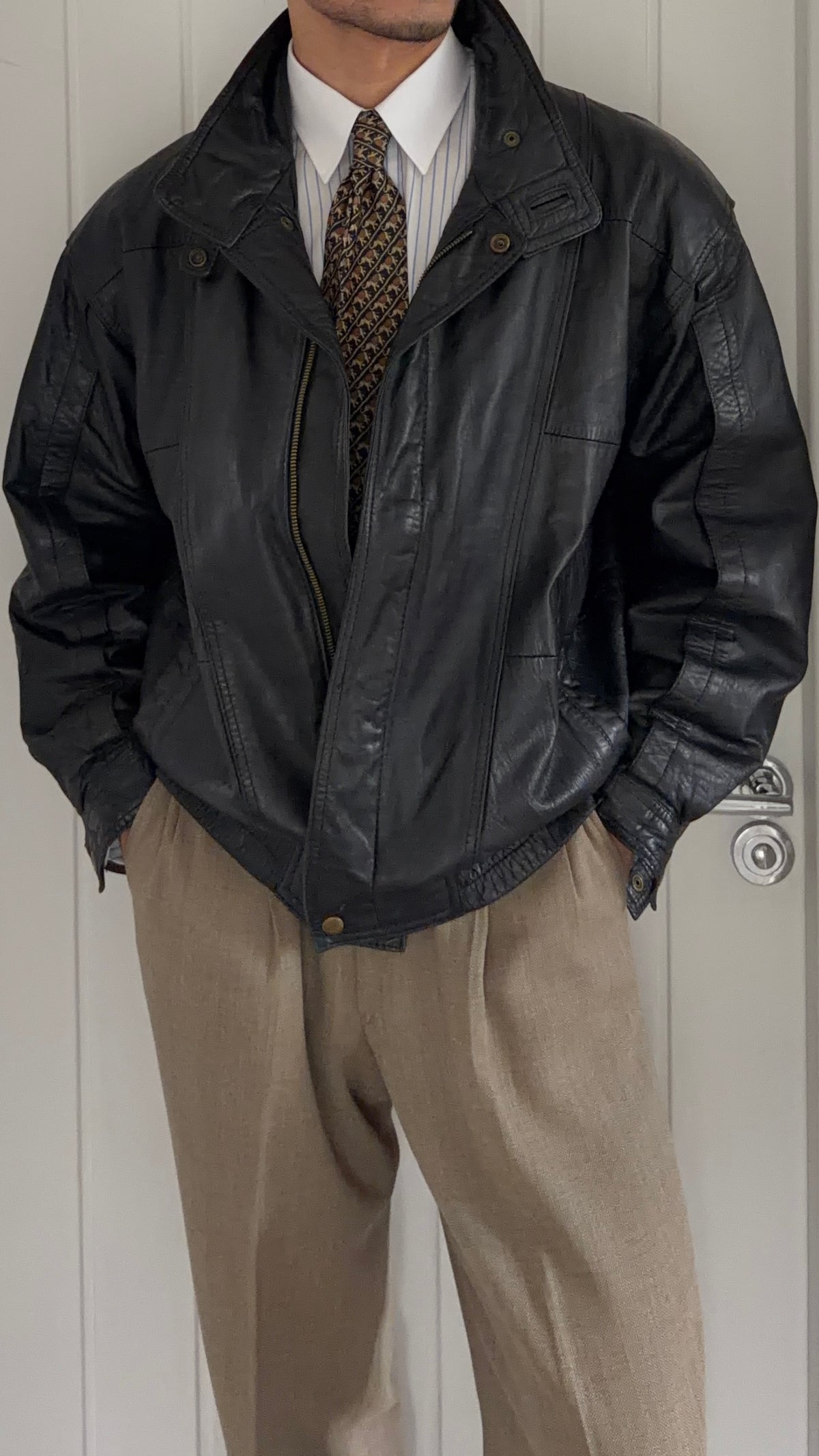 Valentino 1980s Panelled Soft Leather Jacket - Size L