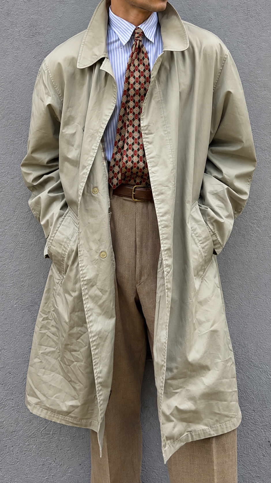 Emporio Armani 1980s Cotton Rain Overcoat - Size L