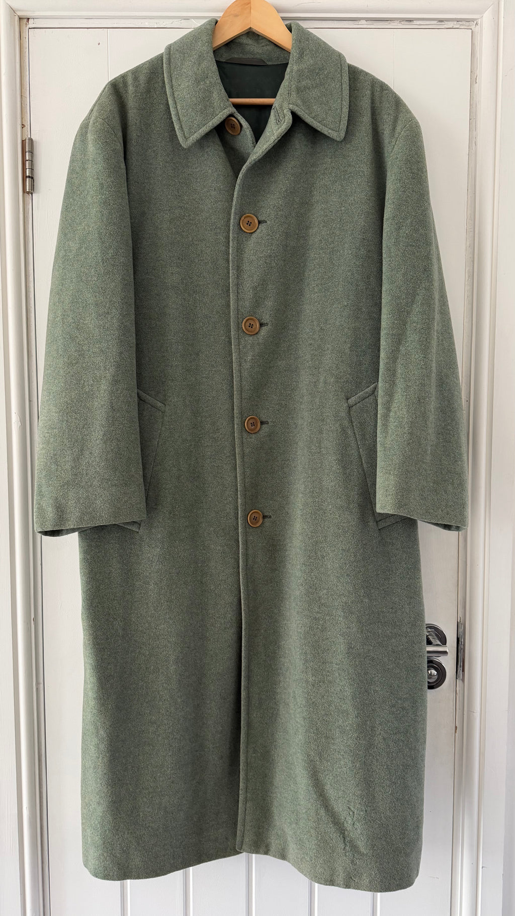 Hugo Boss 1980s Wool Balmacaan Overcoat Sage Green - Size M