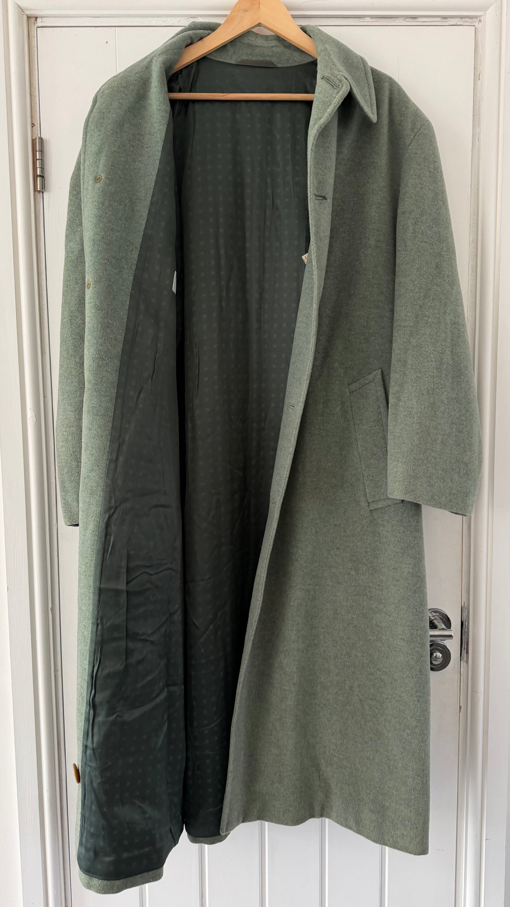 Hugo Boss 1980s Wool Balmacaan Overcoat Sage Green - Size M