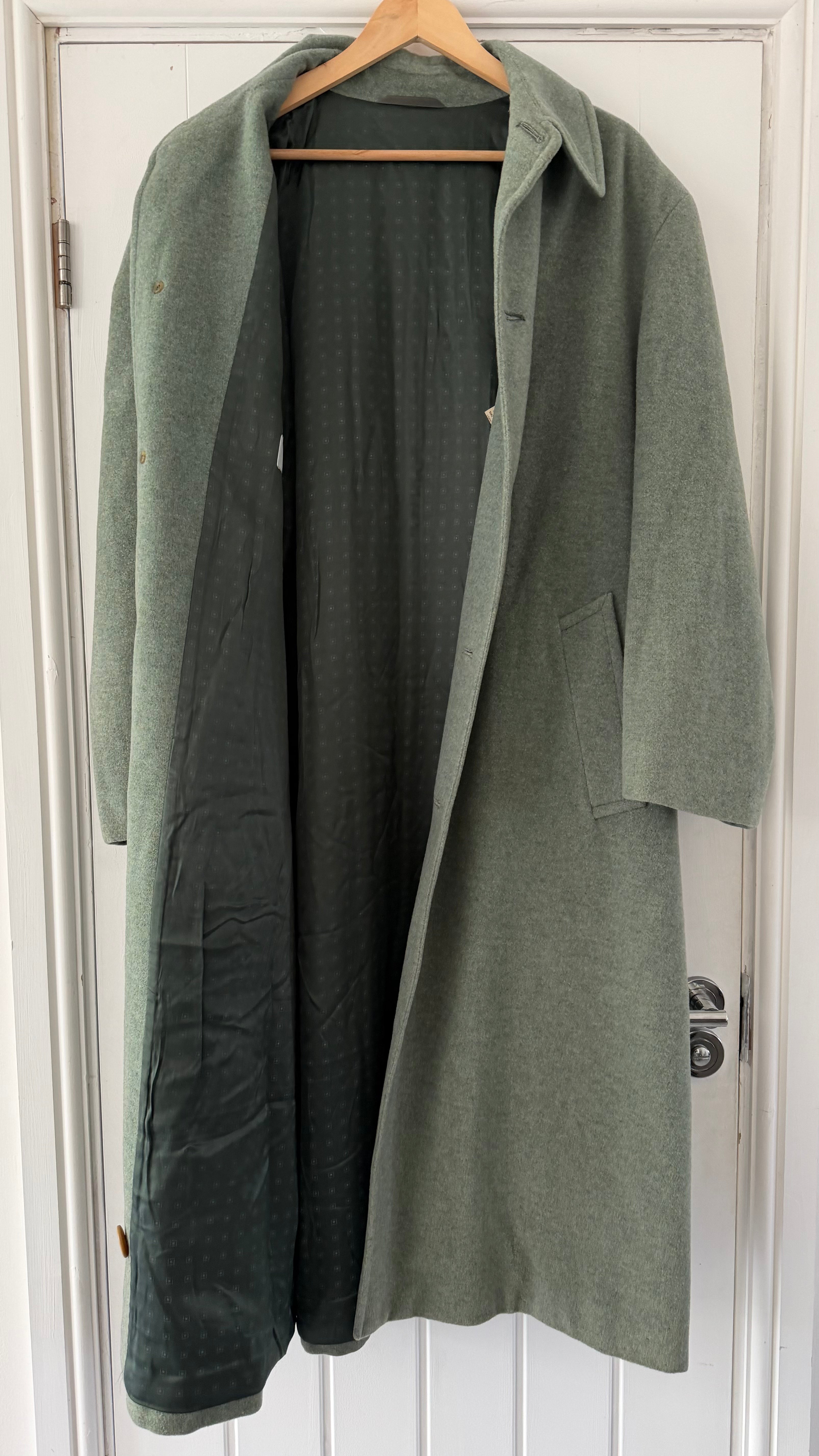 Hugo Boss 1980s Wool Balmacaan Overcoat Sage Green - Size M