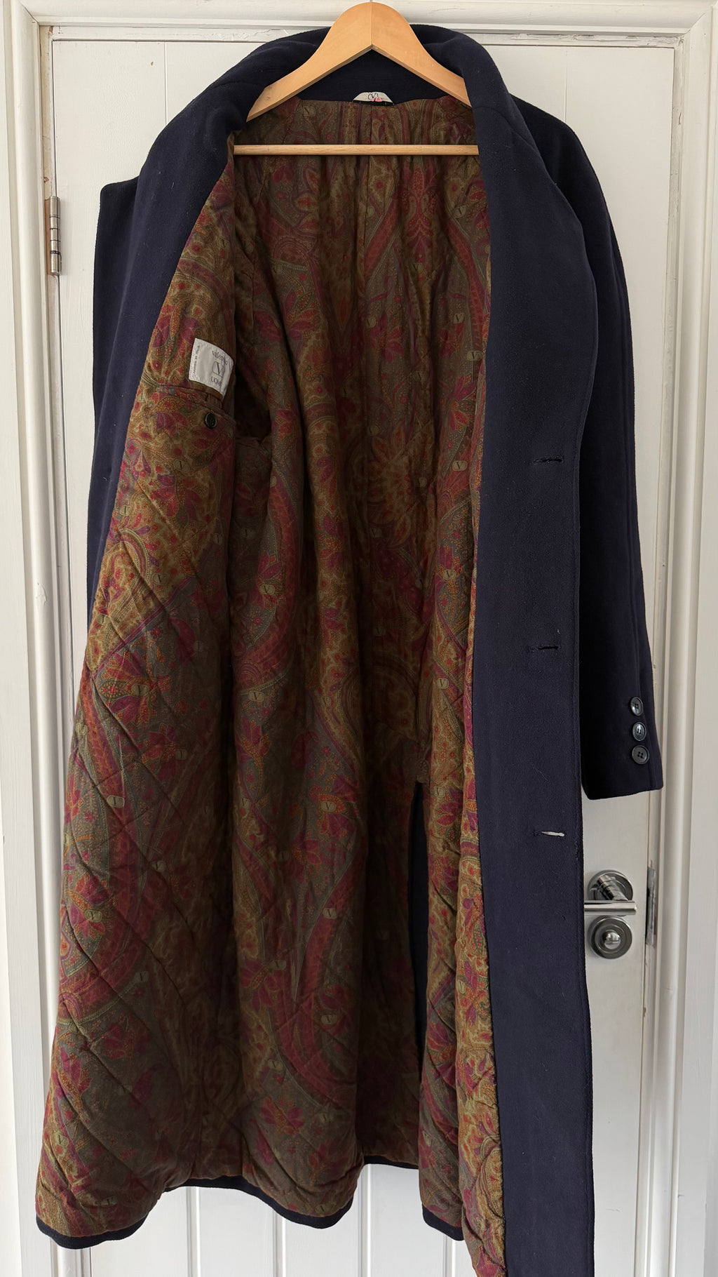 Valentino 1980s Quilt Lined Wool Coat - Size XL
