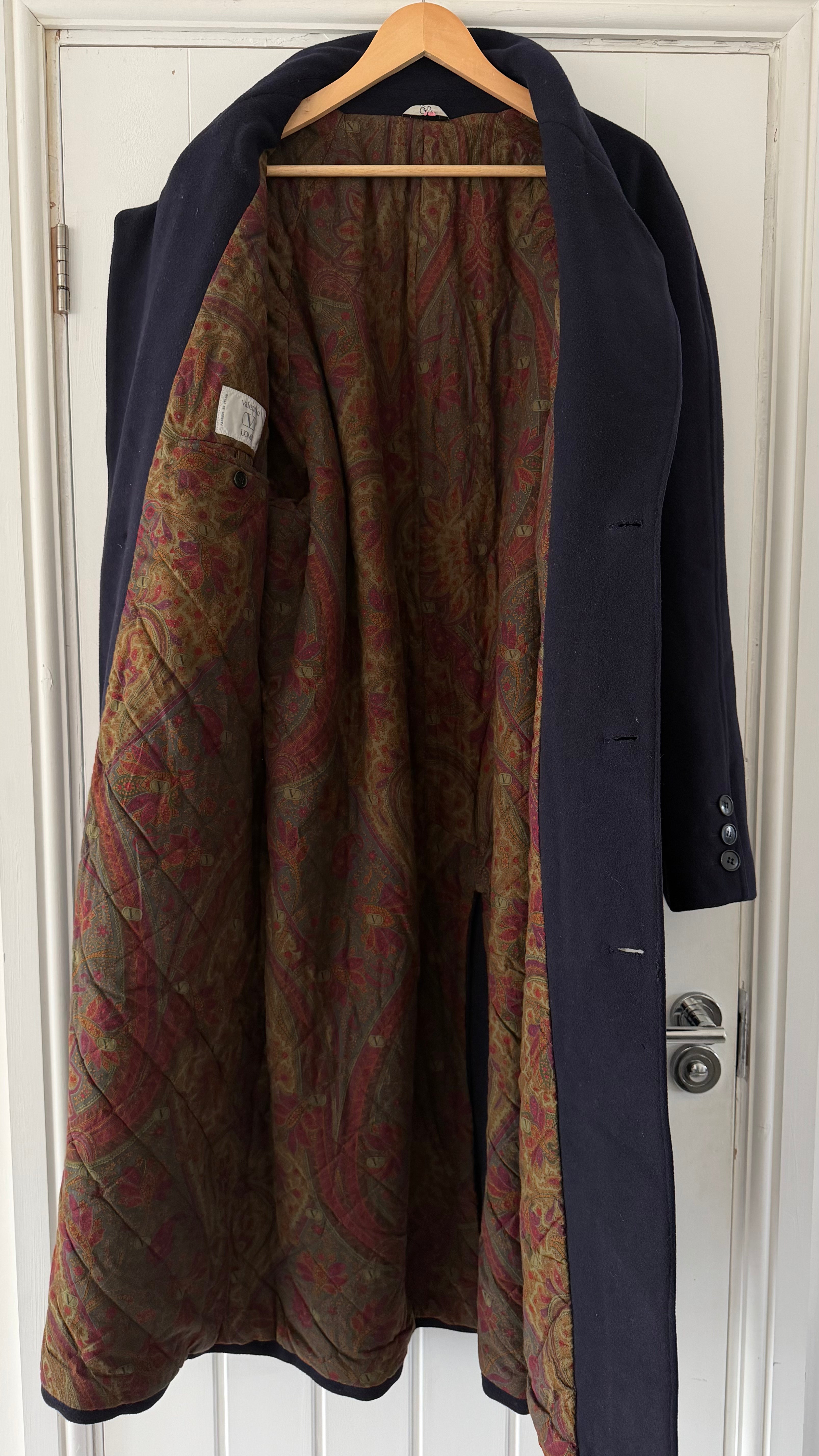 Valentino 1980s Quilt Lined Wool Coat - Size XL