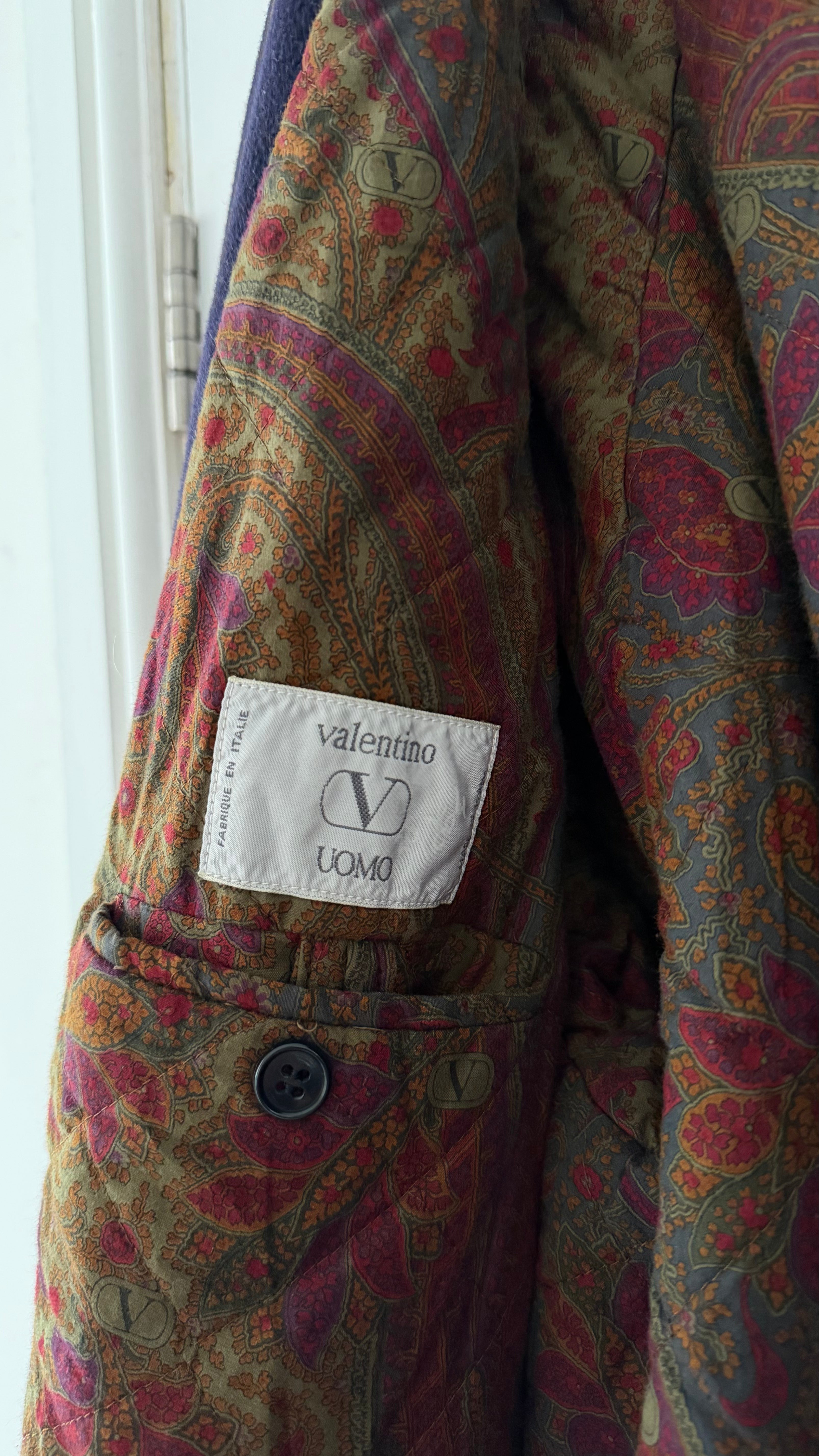 Valentino 1980s Quilt Lined Wool Coat - Size XL
