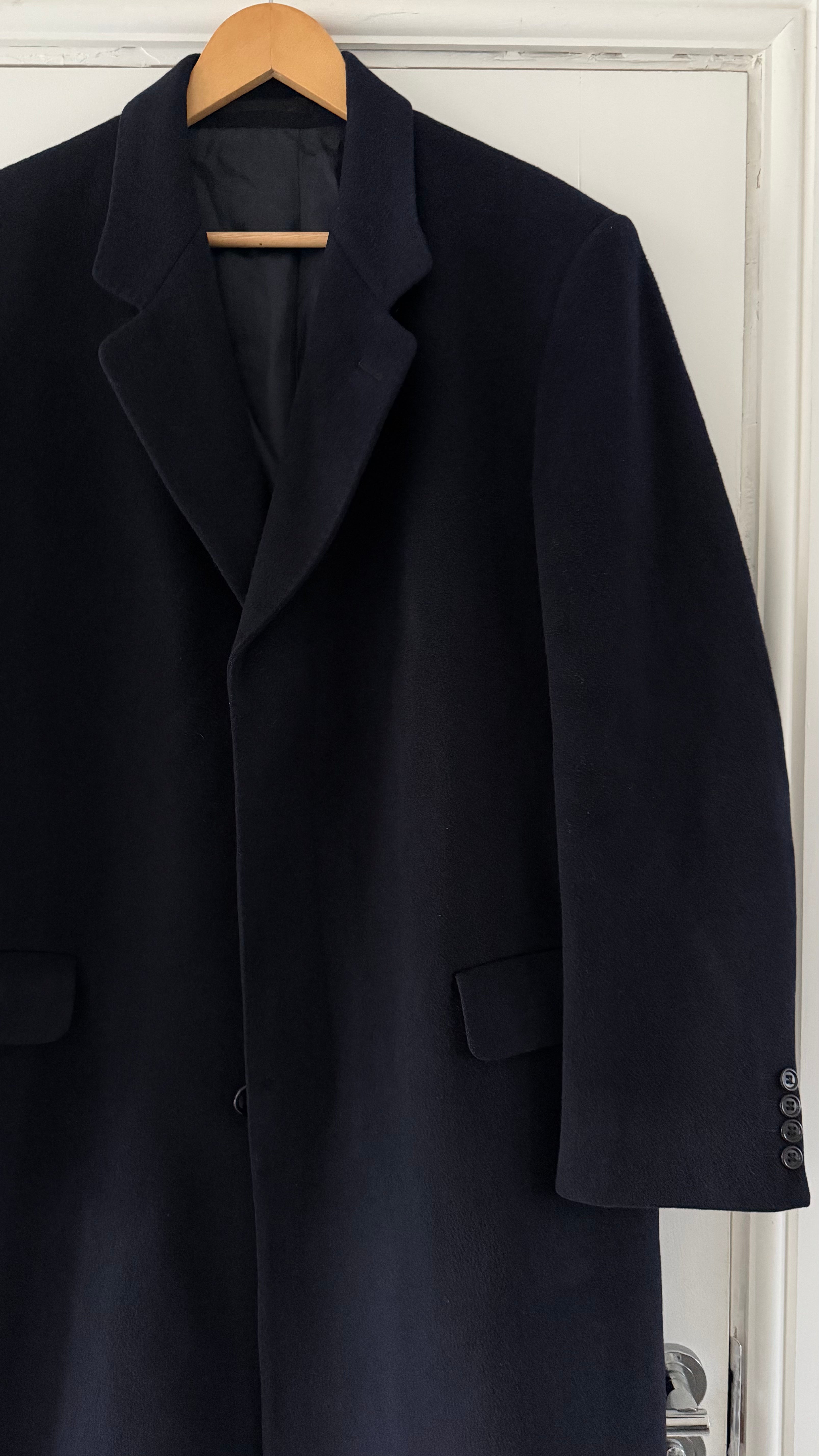 1990s Vintage Made in England Wool Navy Coat - Size L