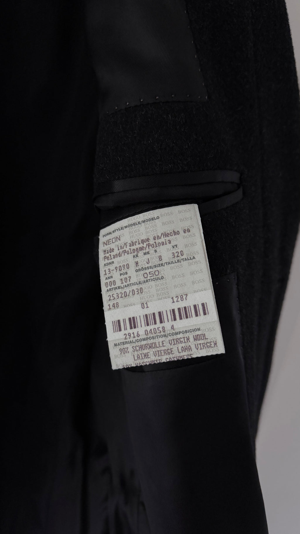 Hugo Boss 1990s Wool Cashmere Charcoal Grey Coat - Size M