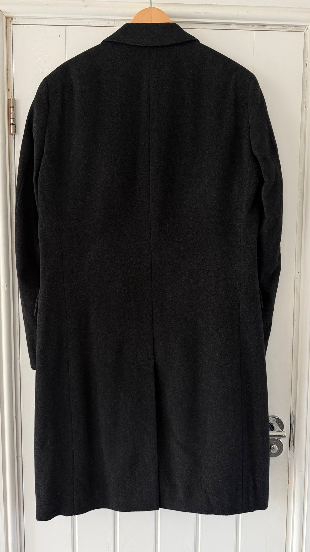 Hugo Boss 1990s Wool Cashmere Charcoal Grey Coat - Size M