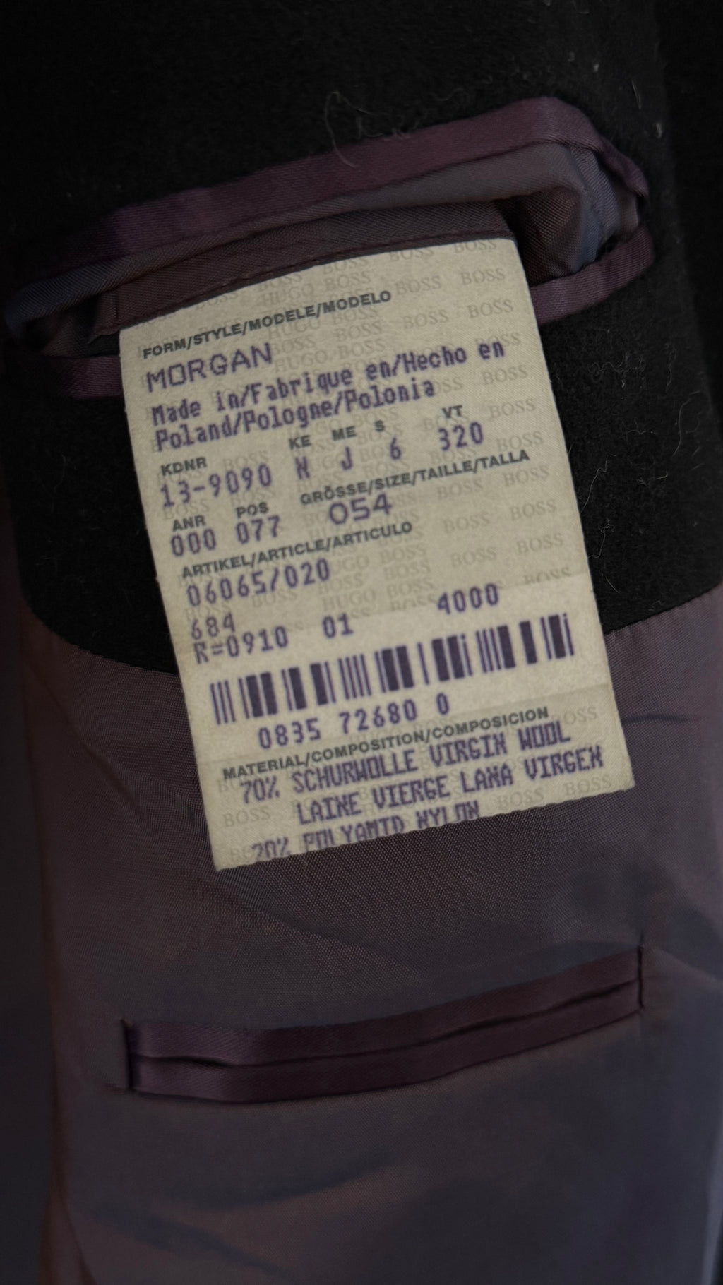 Hugo Boss 1990s Wool Coat Black - Size XL