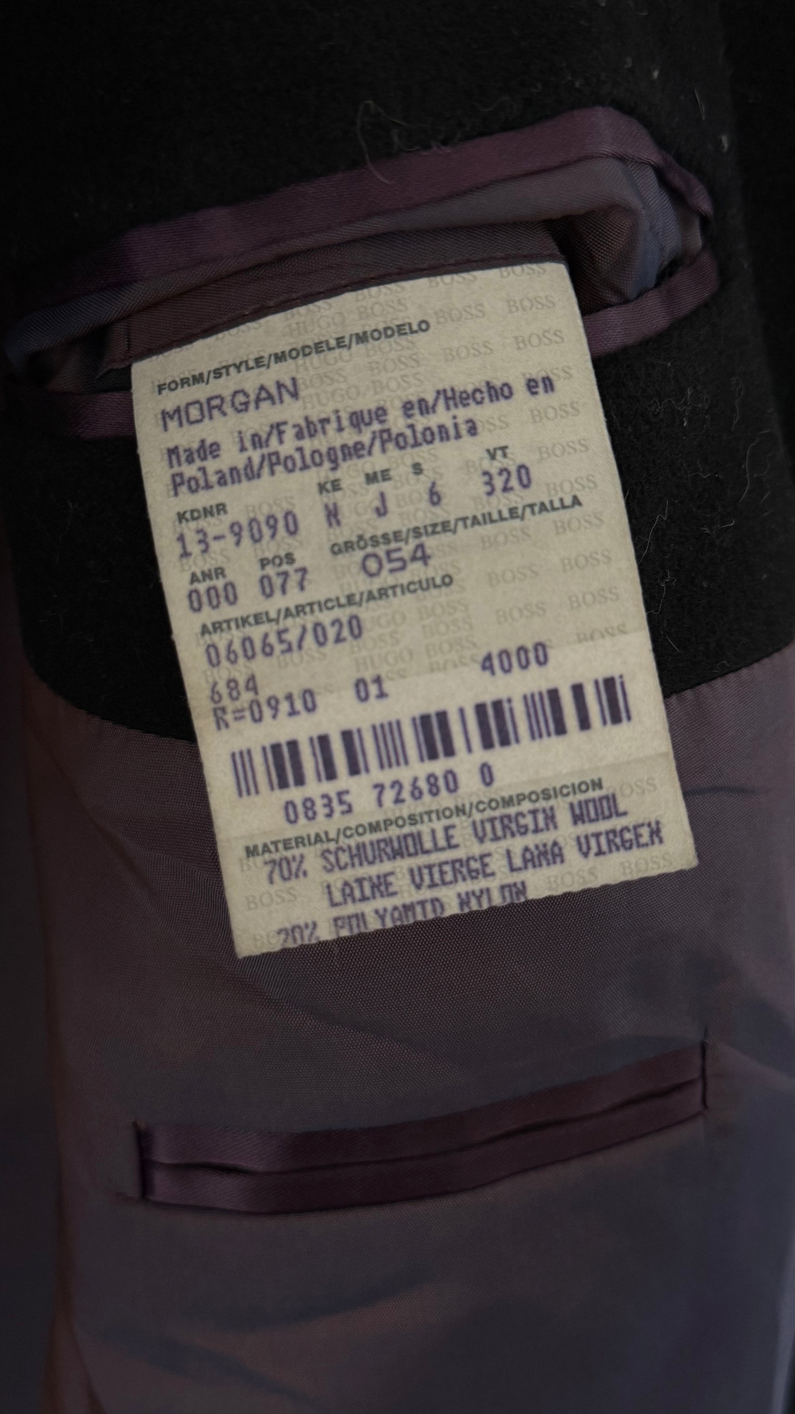 Hugo Boss 1990s Wool Coat Black - Size XL
