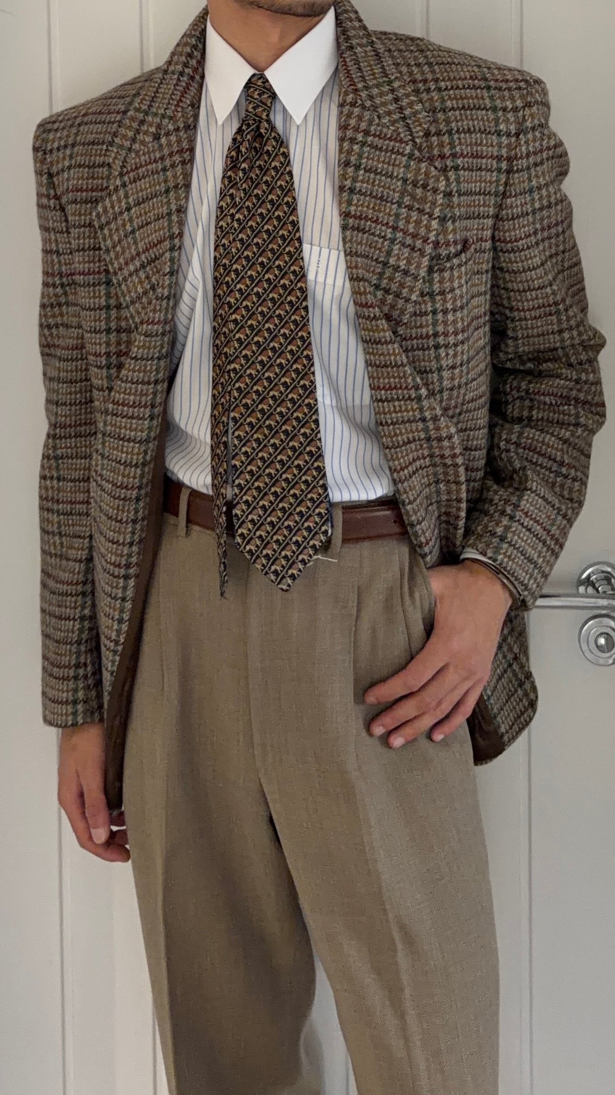 Emporio Armani 1980s 2B Wool Check Sport Jacket Blazer - Size M