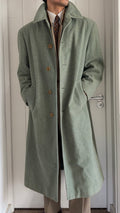 Hugo Boss 1980s Wool Balmacaan Overcoat Sage Green - Size M