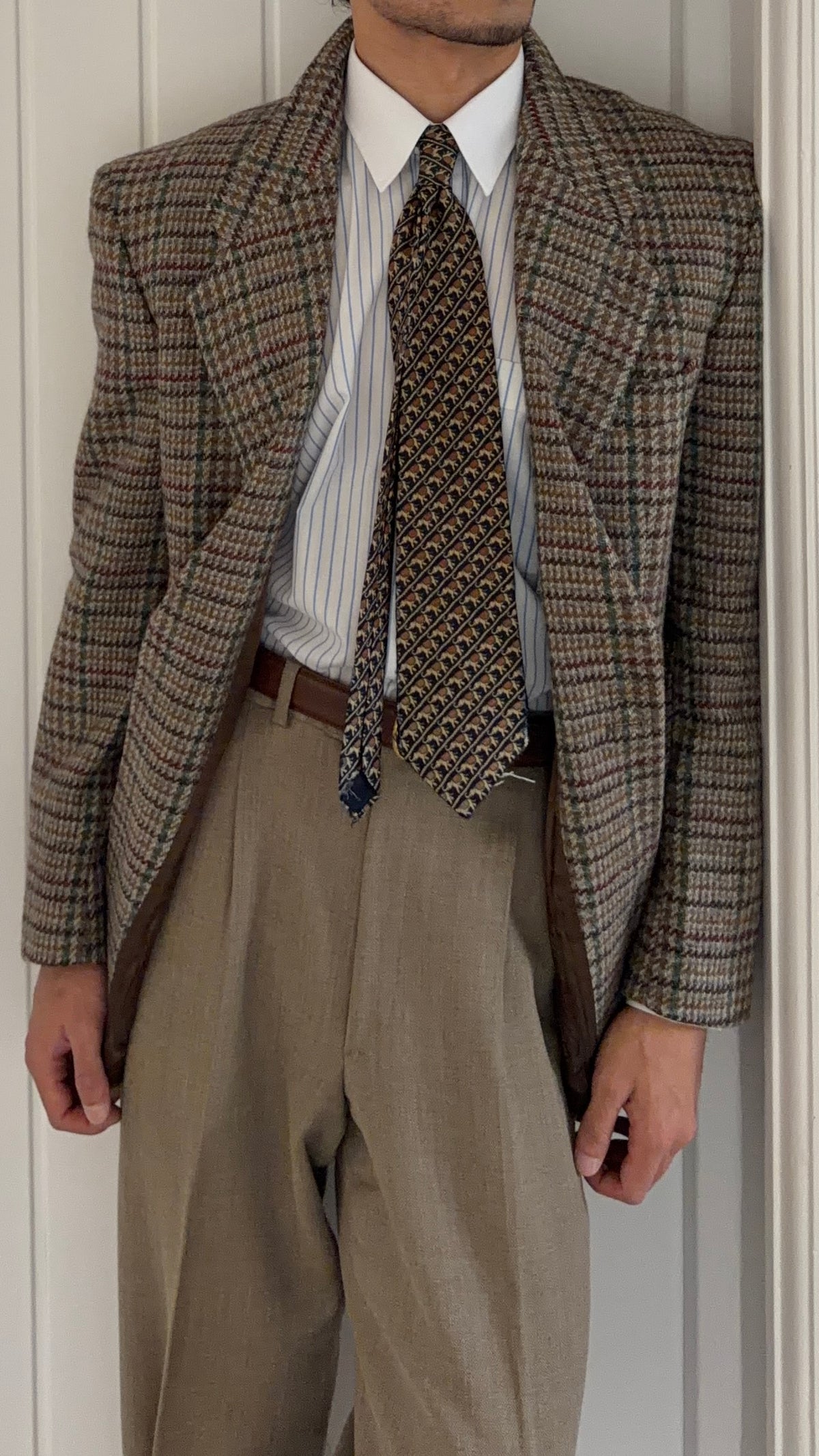 Emporio Armani 1980s 2B Wool Check Sport Jacket Blazer - Size M