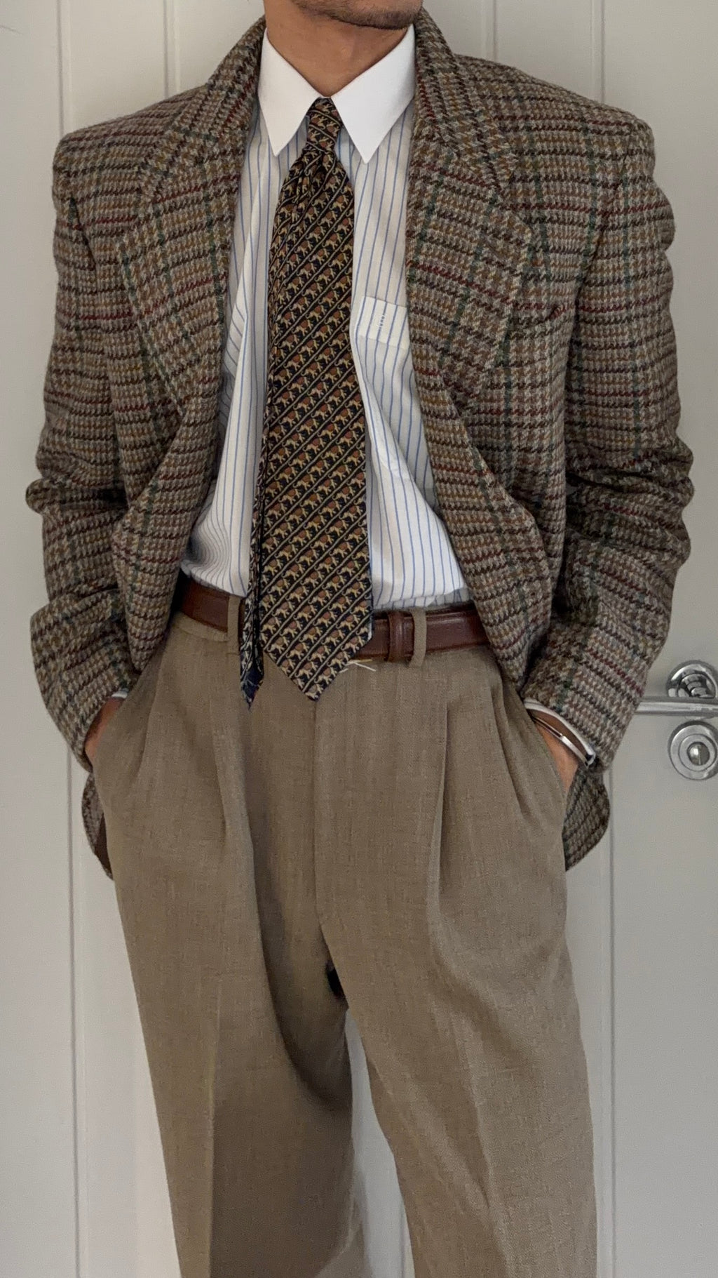 Emporio Armani 1980s 2B Wool Check Sport Jacket Blazer - Size M