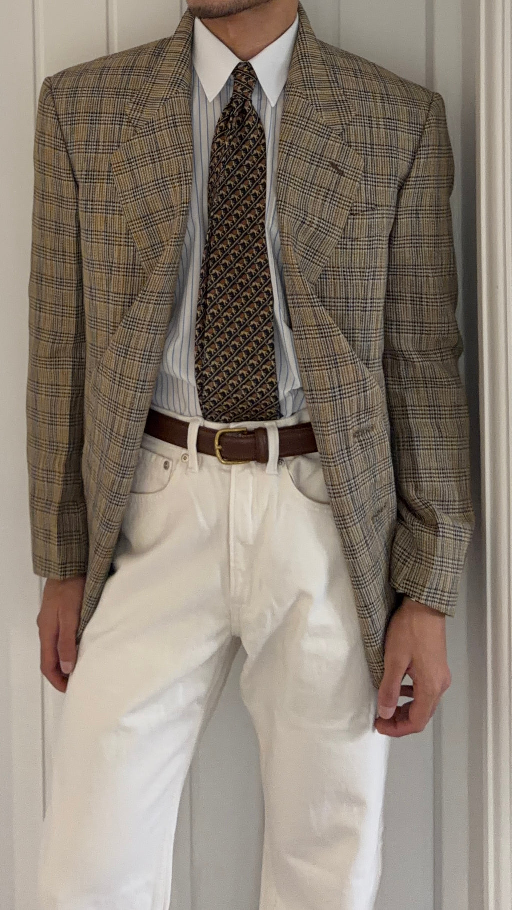 Giorgio Armani Mainline 1980s Linen Cotton 2B Textured Sport Jacket Blazer - Size M