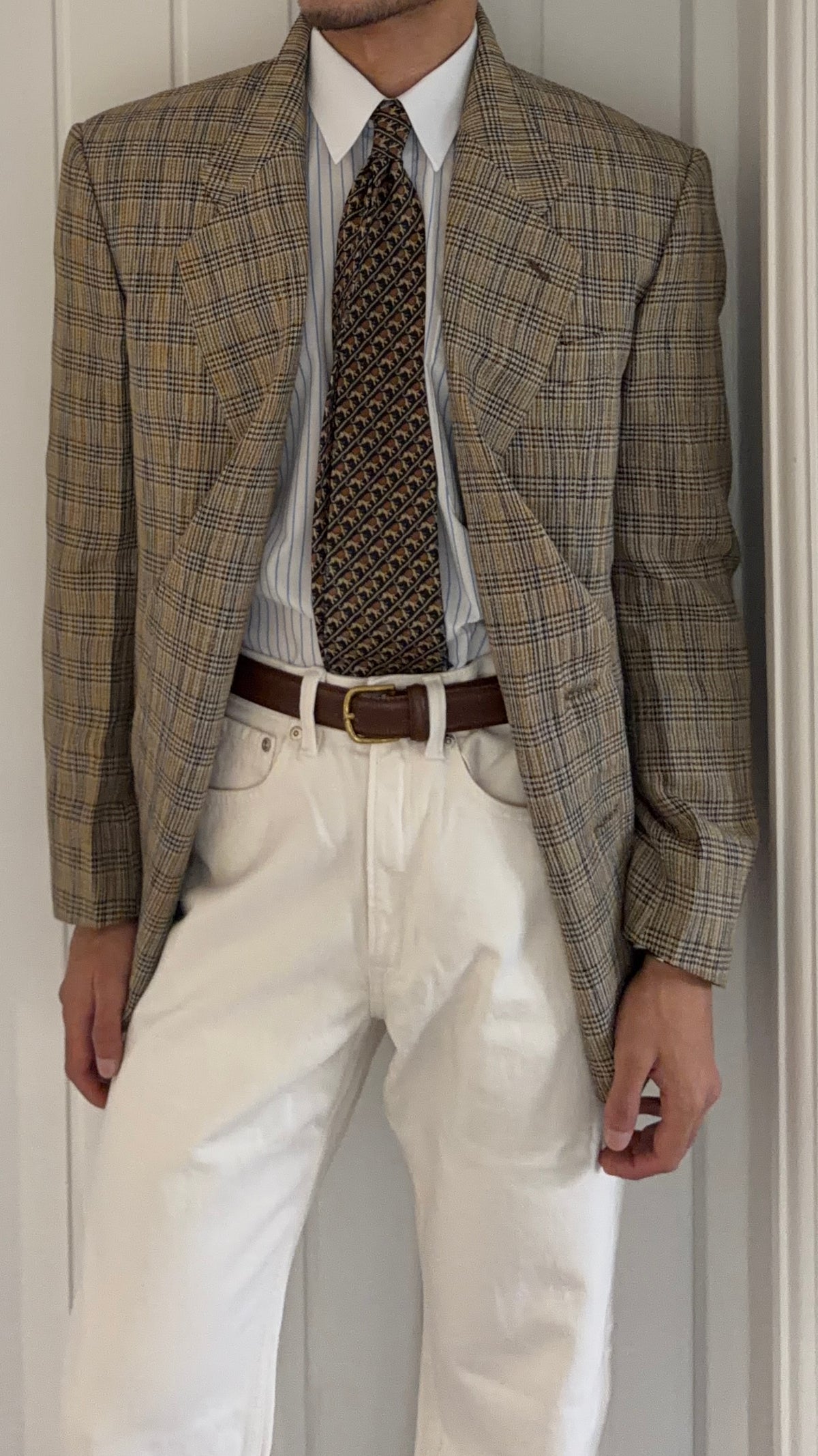 Giorgio Armani Mainline 1980s Linen Cotton 2B Textured Sport Jacket Blazer - Size M