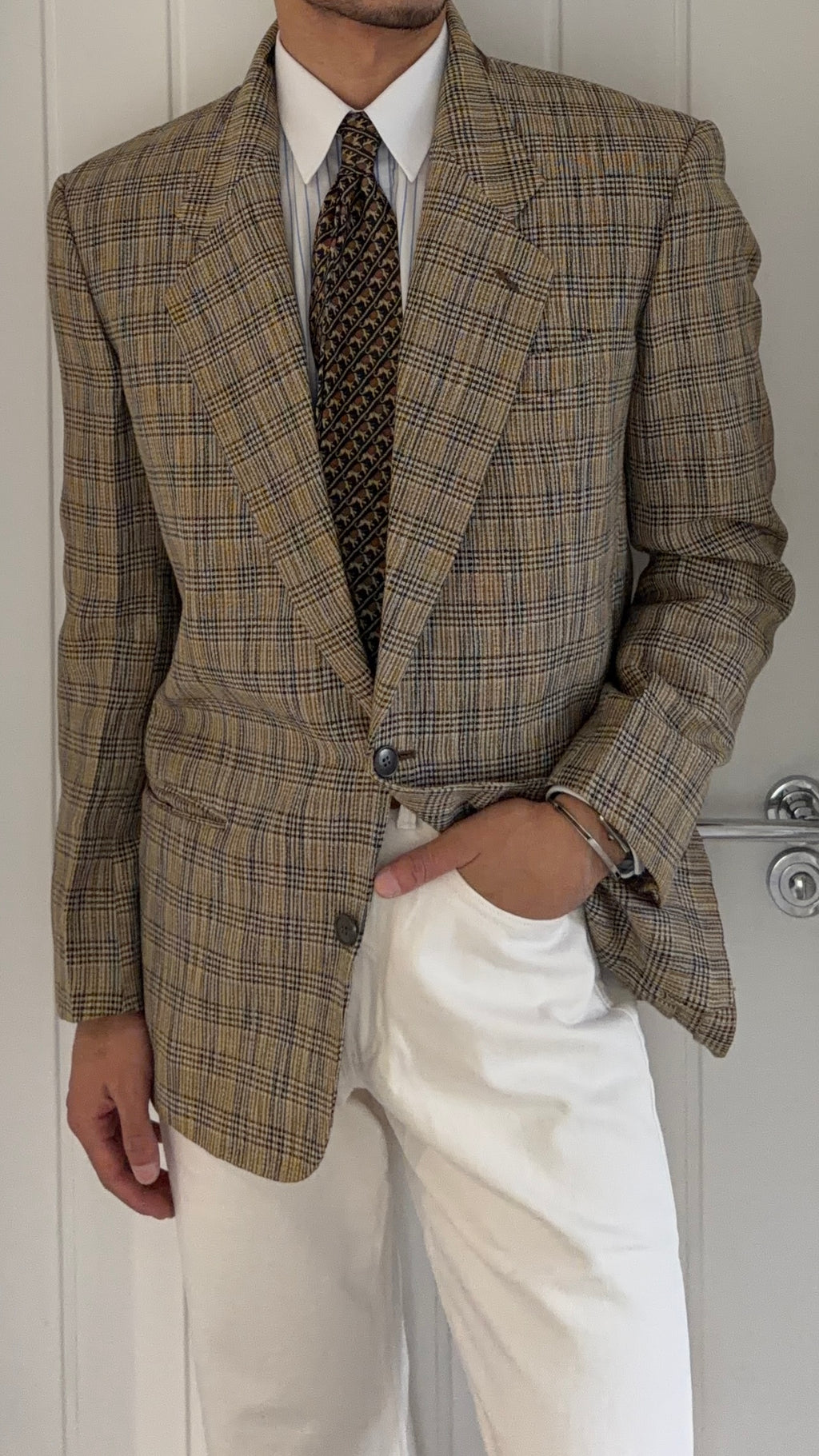 Giorgio Armani Mainline 1980s Linen Cotton 2B Textured Sport Jacket Blazer - Size M