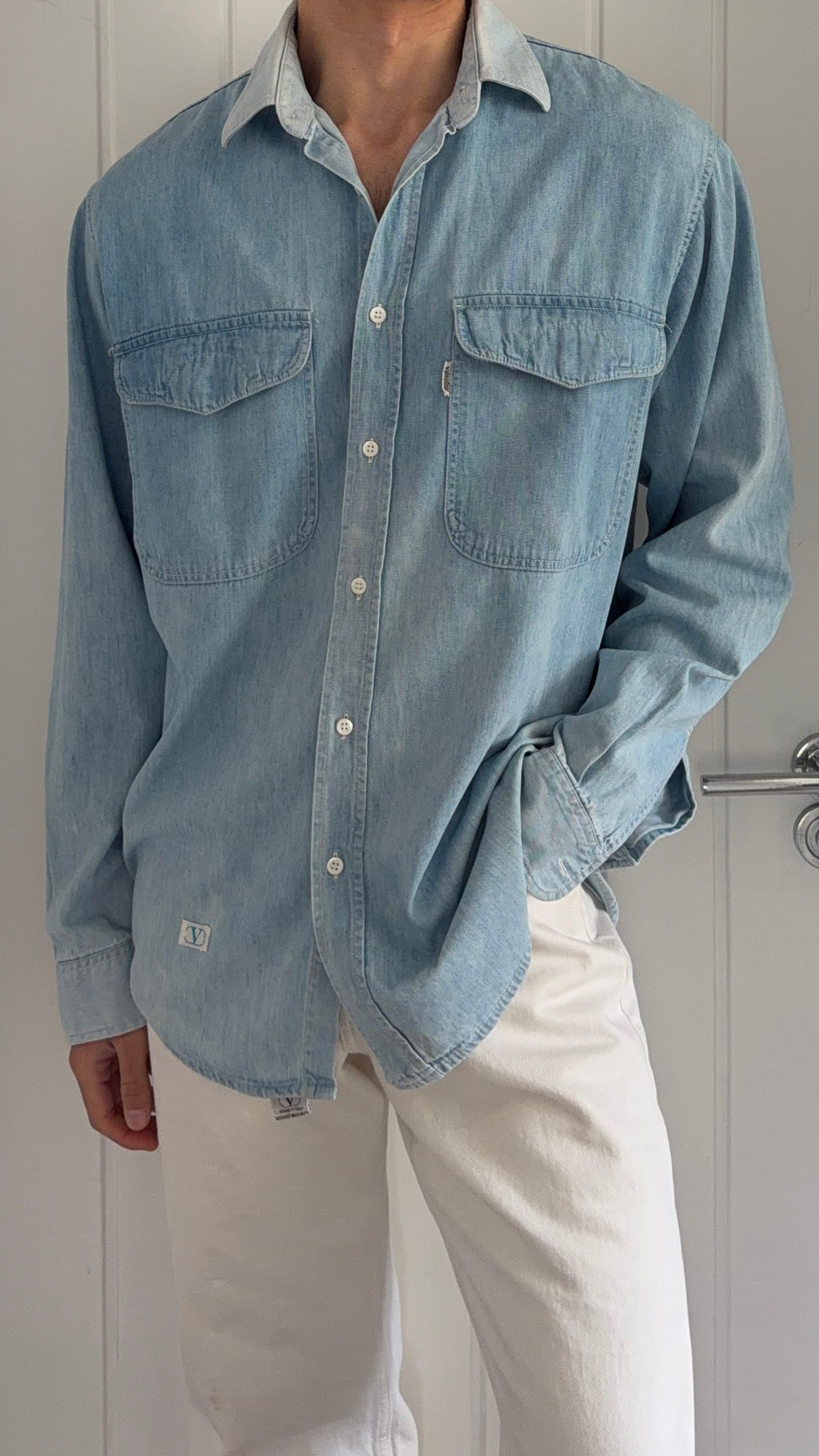 Valentino 1980s Denim Cotton Shirt - Size M