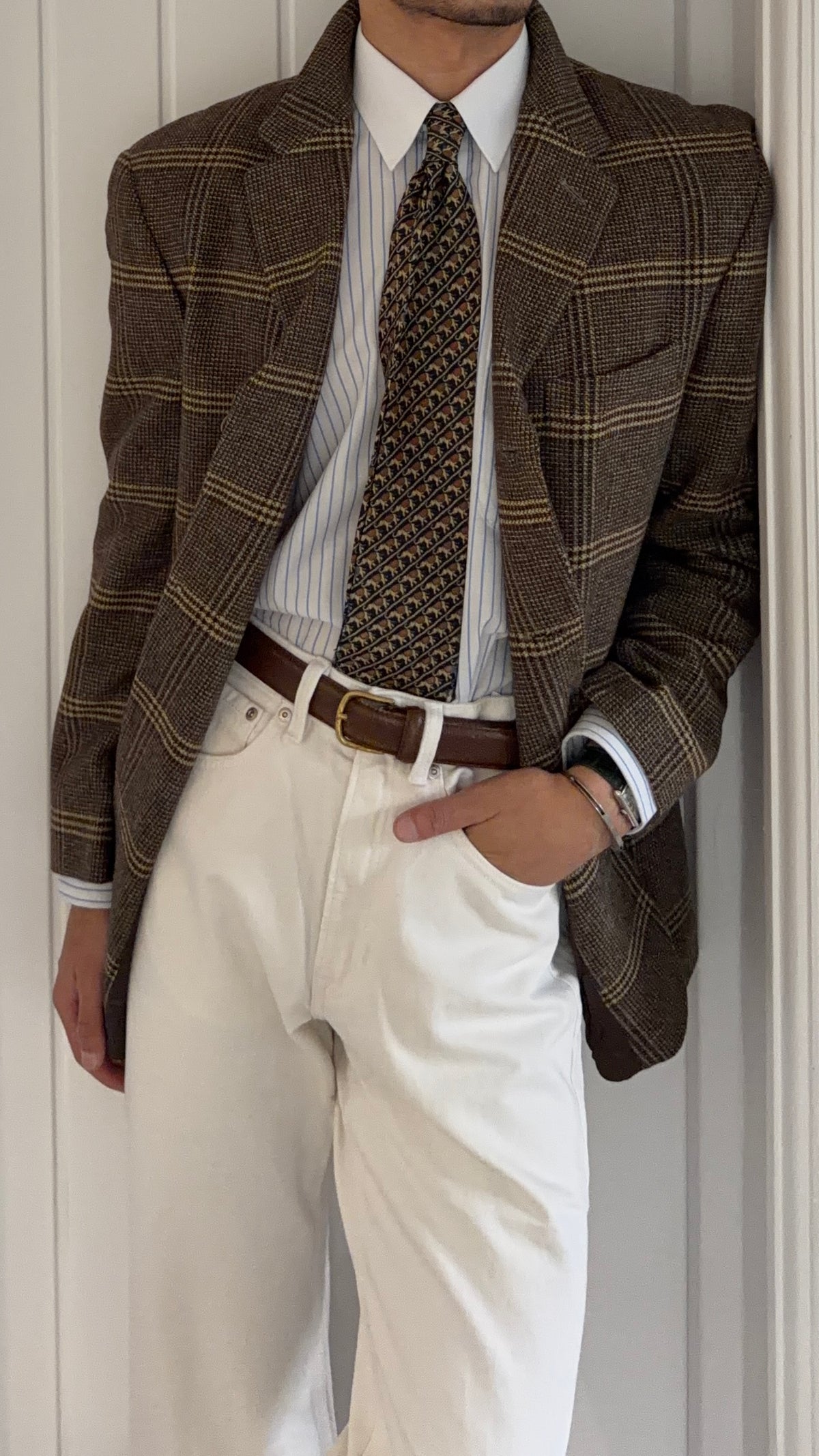 Emporio Armani 1990s 3B Check Wool Sport Jacket Blazer - Size M