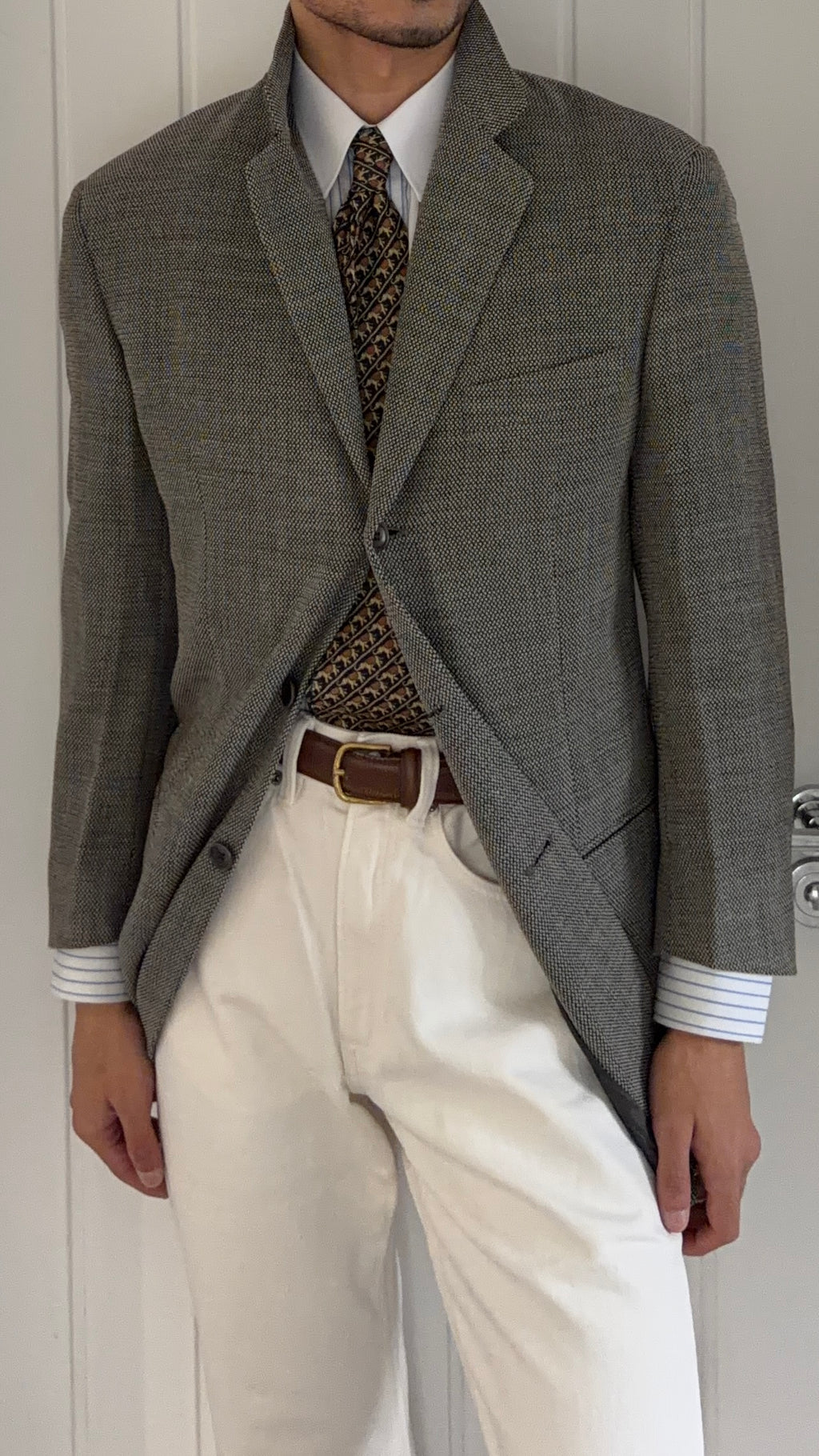 Hilton Vestimenta Armani 1996 3B Textured Wool Sport Jacket Blazer - Size S