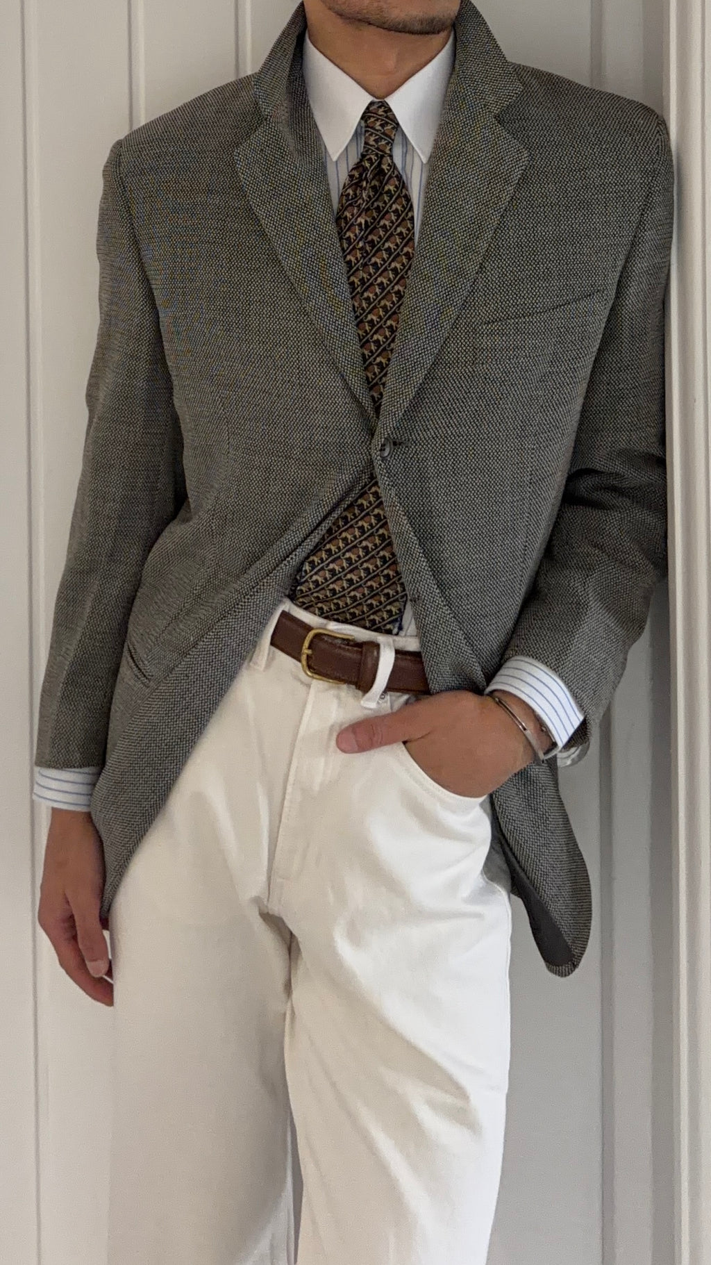Hilton Vestimenta Armani 1996 3B Textured Wool Sport Jacket Blazer - Size S
