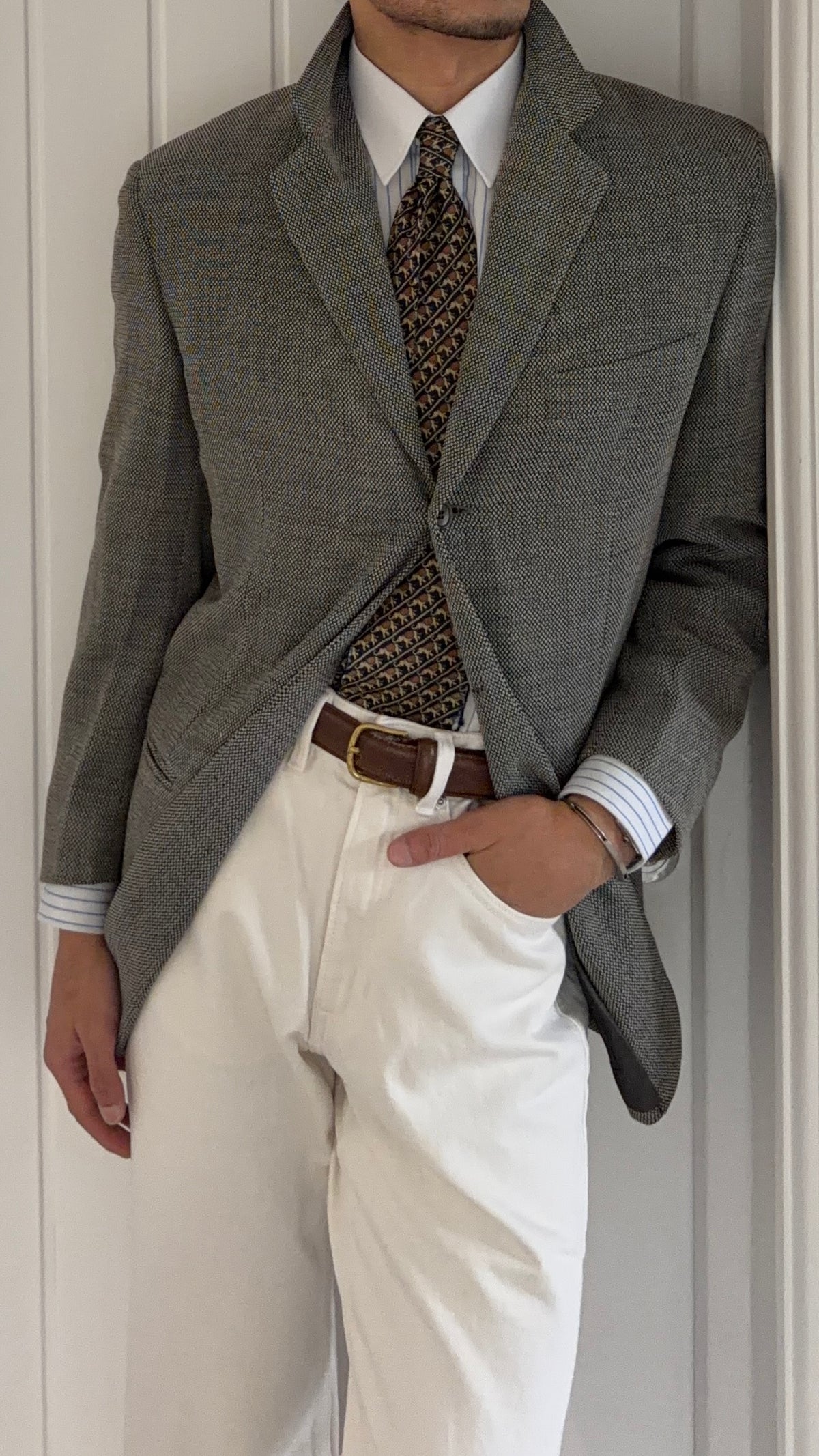 Hilton Vestimenta Armani 1996 3B Textured Wool Sport Jacket Blazer - Size S