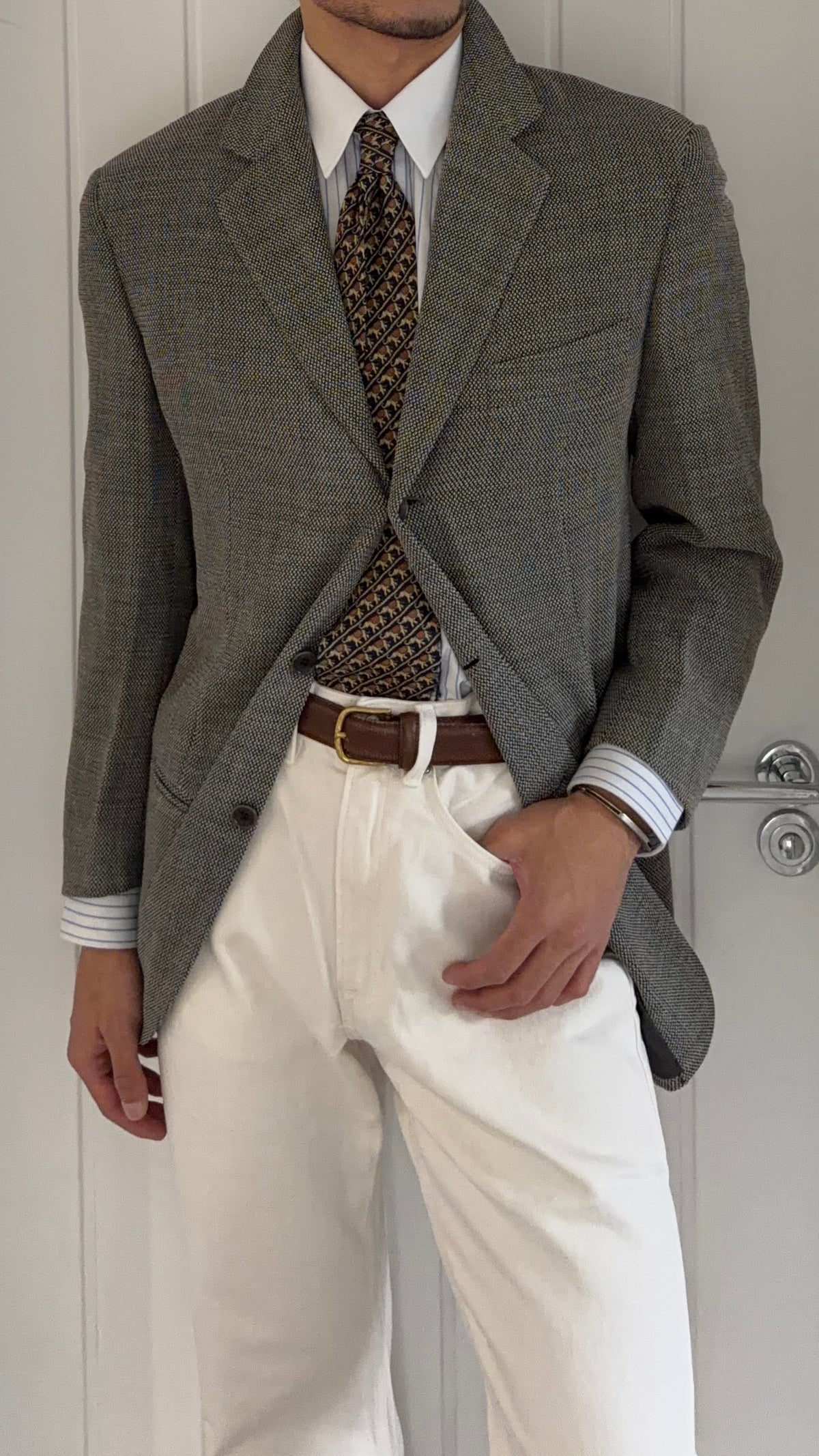 Hilton Vestimenta Armani 1996 3B Textured Wool Sport Jacket Blazer - Size S
