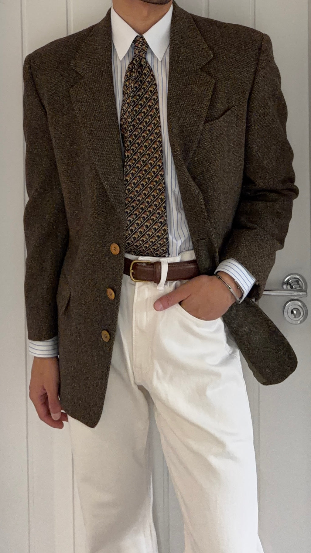 Basile 1980s Asymmetric 3B Textured Wool Sport Jacket Blazer - Size S