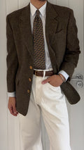 Basile 1980s Asymmetric 3B Textured Wool Sport Jacket Blazer - Size S