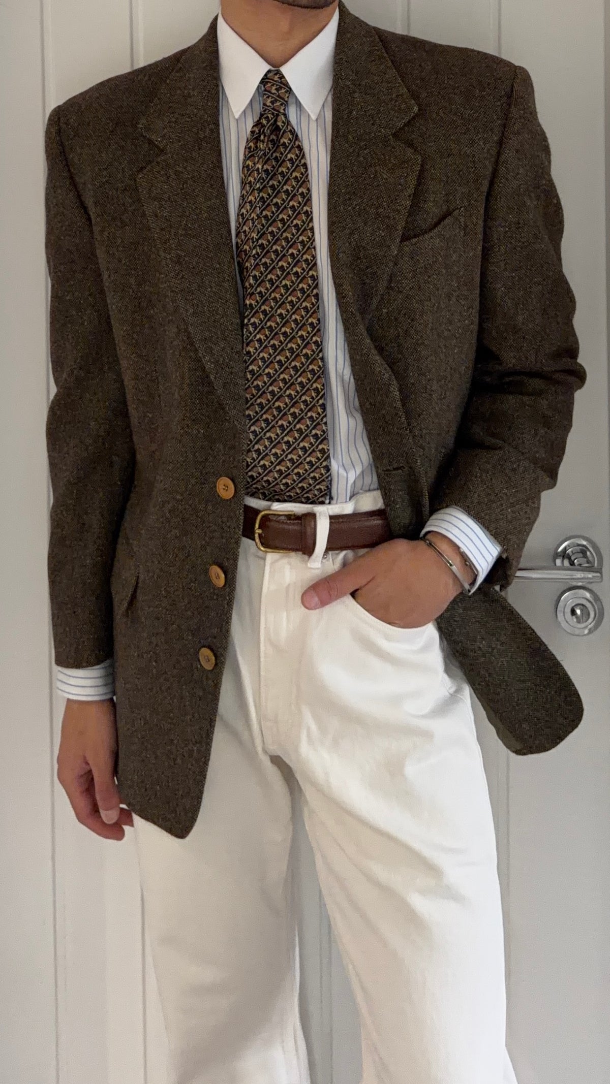 Basile 1980s Asymmetric 3B Textured Wool Sport Jacket Blazer - Size S