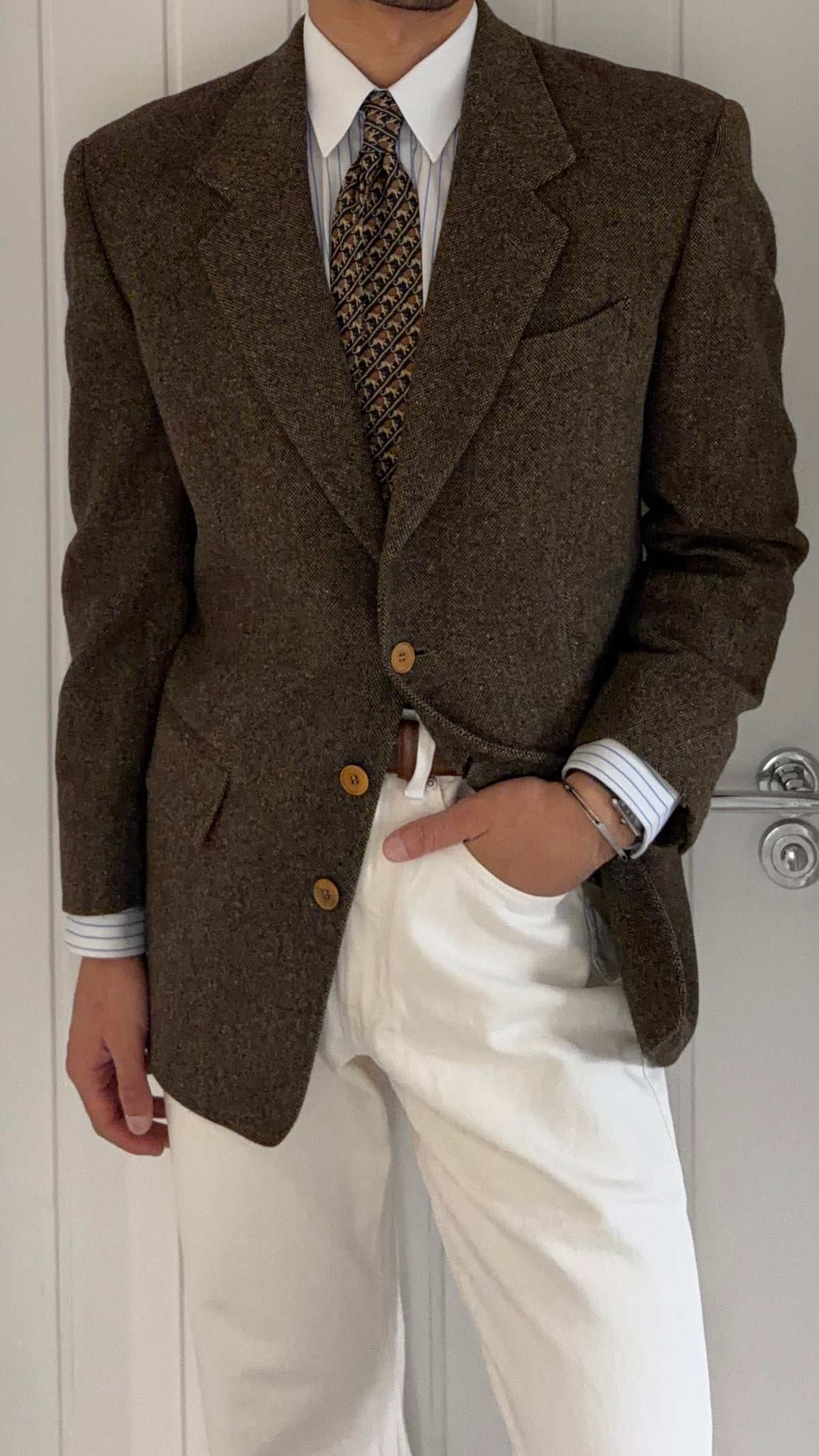 Basile 1980s Asymmetric 3B Textured Wool Sport Jacket Blazer - Size S