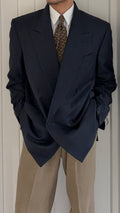 Novecento 1980s Loro Piana Super 100s Tasmanian Wool Double Breasted Jacket Navy - Size XL