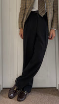 Giorgio Armani 1980s Pleated Draped Wool Pants Black - Size 35" Waist